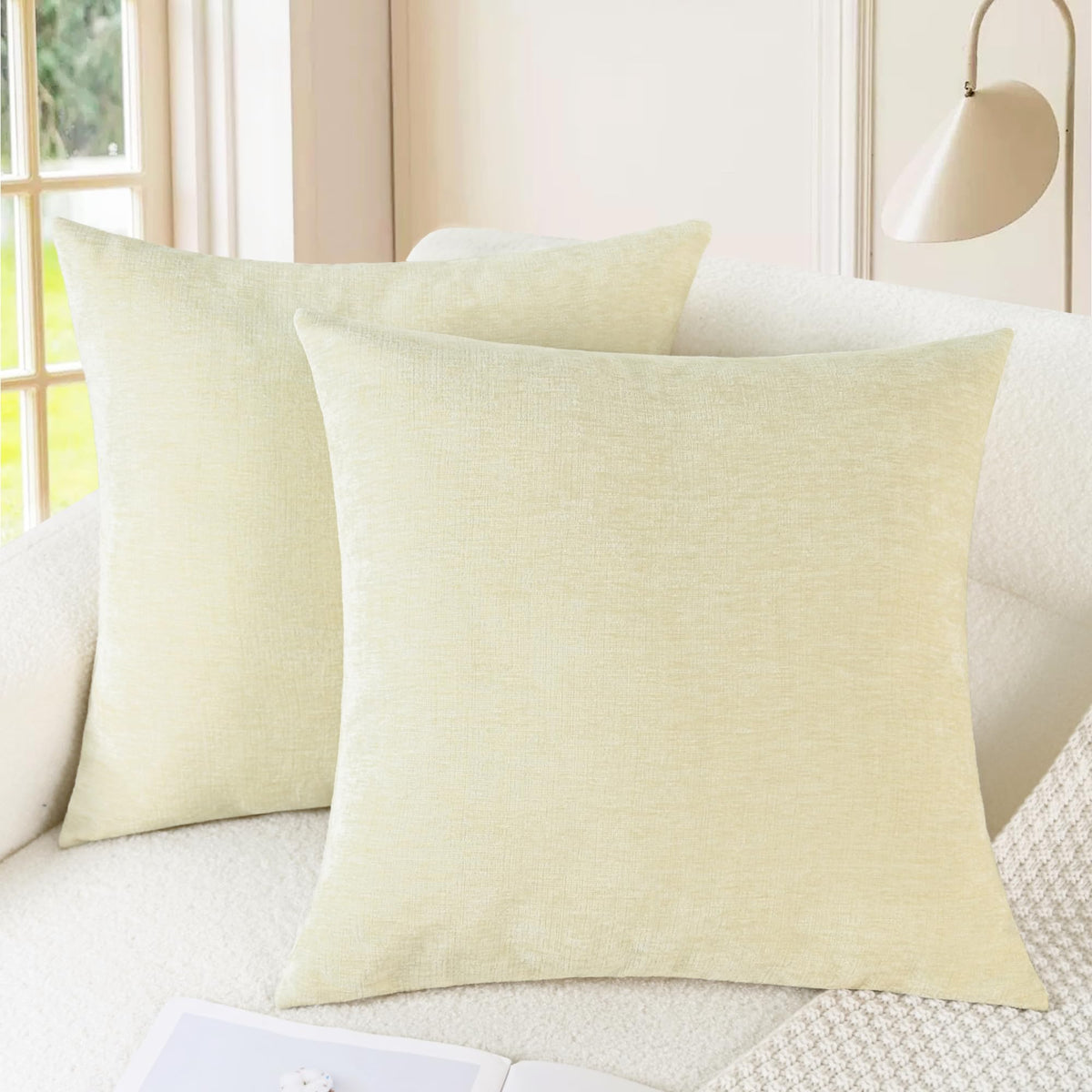 CaliTime Decorative Couch Throw Pillow Covers 18 X 18 Inches Navy Blue
