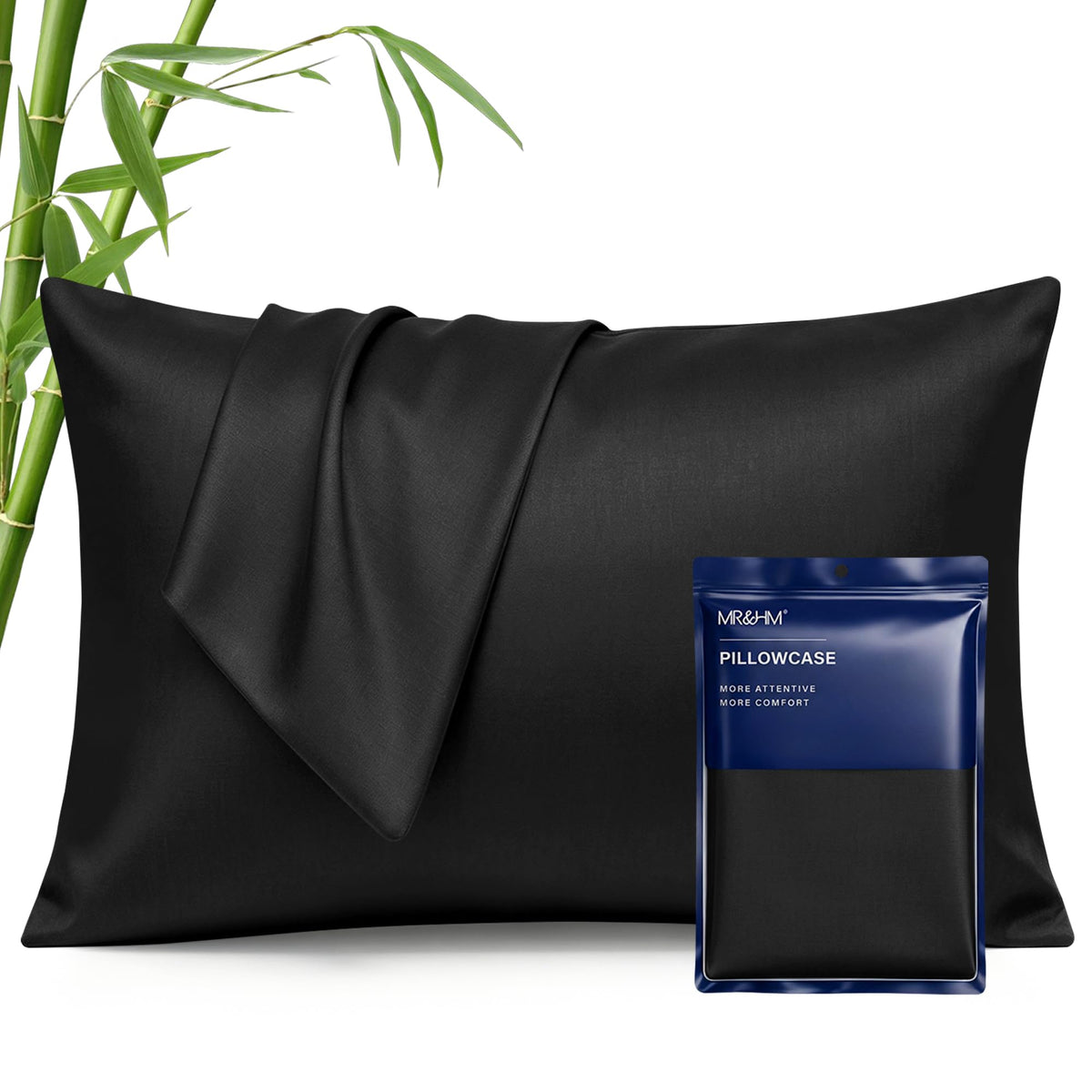MR&HM Queen Pillowcase Set of 2, Cooling & Breathable, Dark Grey, 20"x30"