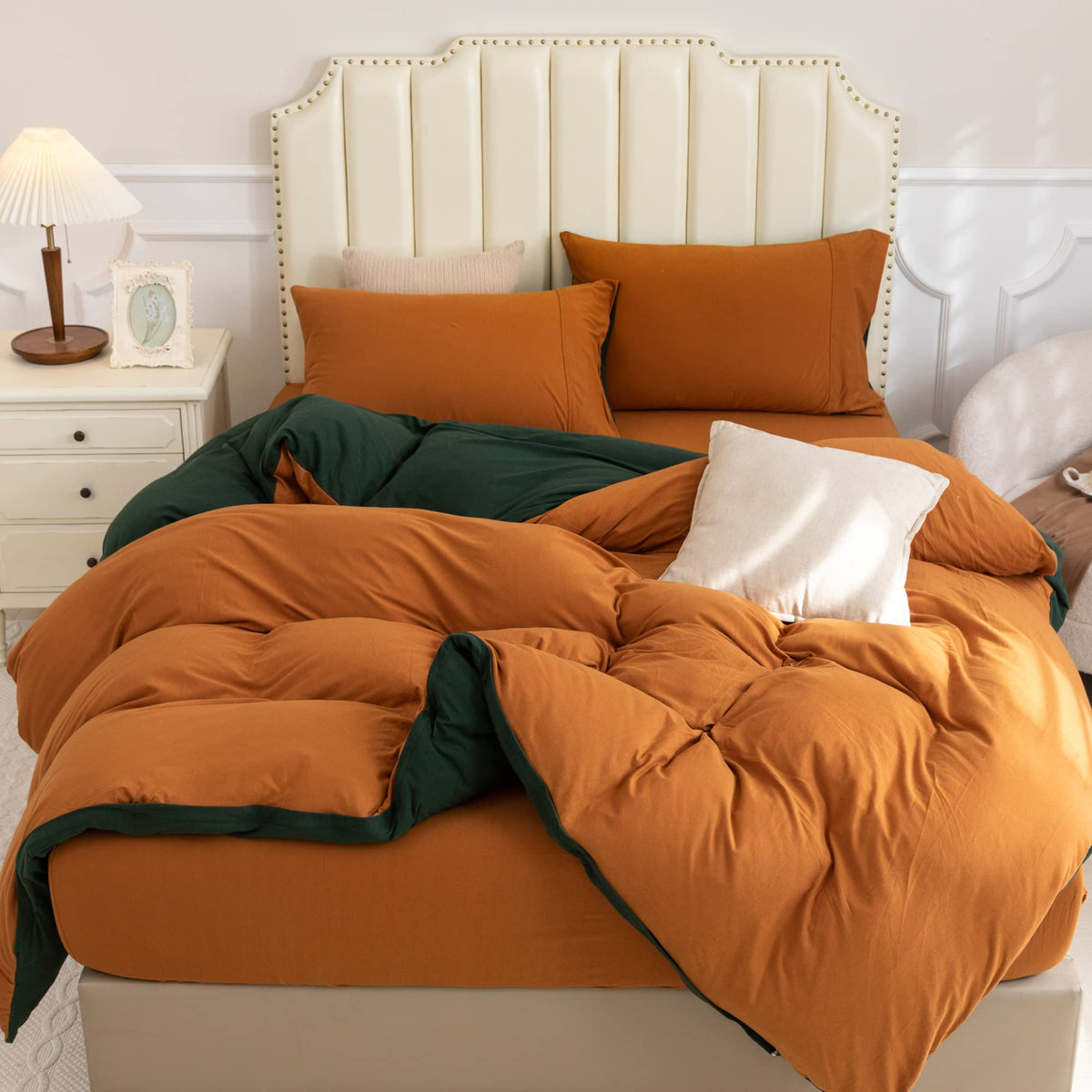 PURE ERA Jersey Knit Duvet Cover Set 100% T-Shirt Cotton Super Soft Comfy 3pc Bedding Set with Zipper Closure (Heather Beige, Queen)