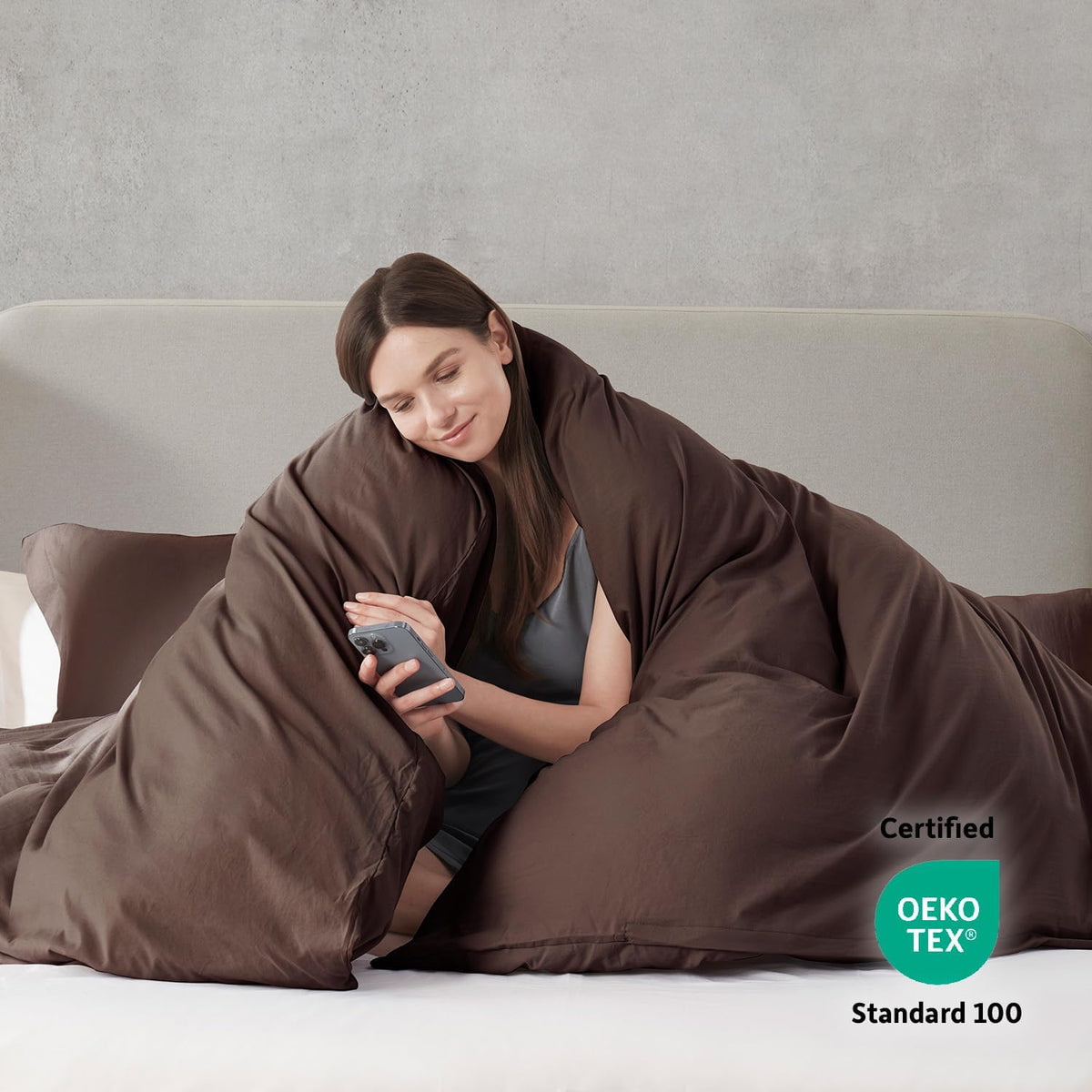 Hearth & Harbor Prewashed King Duvet Cover Set, Chocolate Brown