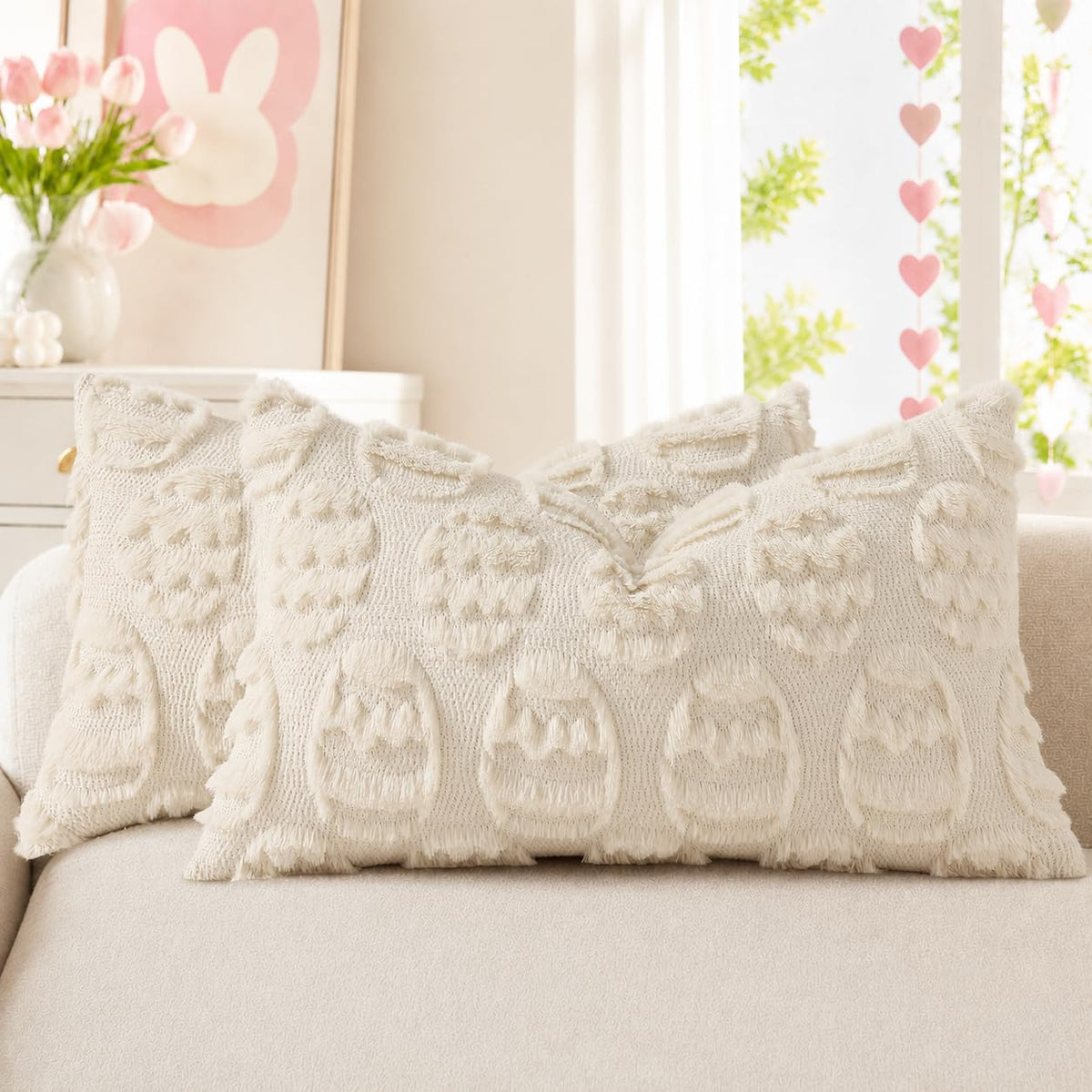 decorUhome Faux Fur Plush Soft Rust Throw Pillow Covers 18x18 Set of 2