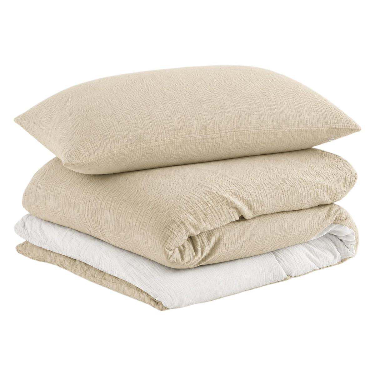 EMME Muslin Cotton Duvet Cover Set Linen Like Cream White Queen