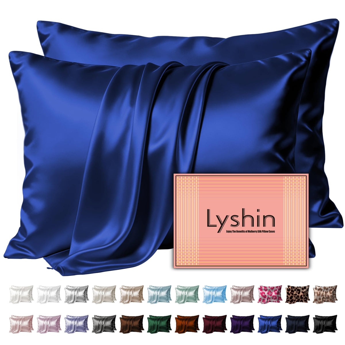LYSHIN White Silk Pillow Cases Standard Size with Hidden Zipper
