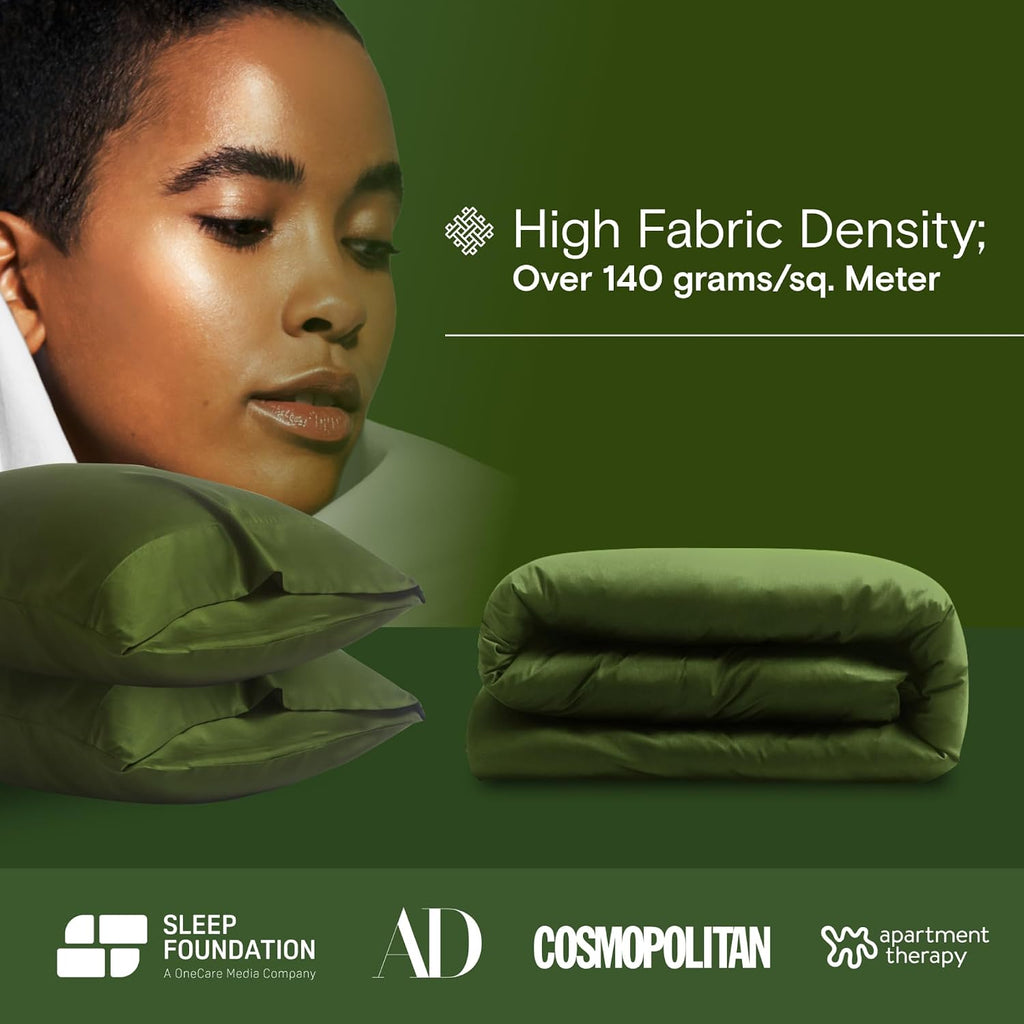 DOZ Duvet Cover Set, 100% Viscose derived from Bamboo, Organically Grown, Buttery Soft, Cooling Duvet Covers, High GSM, 1 Duvet Cover and 2 Pillowcases, 90"x90" (Forest, Full/Queen)