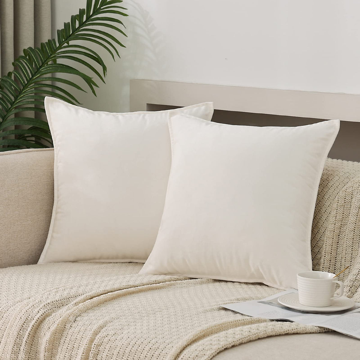 JIAHANNHA Velvet Green Throw Pillow Covers 18”x18”Pack of 2 Soft Decorative