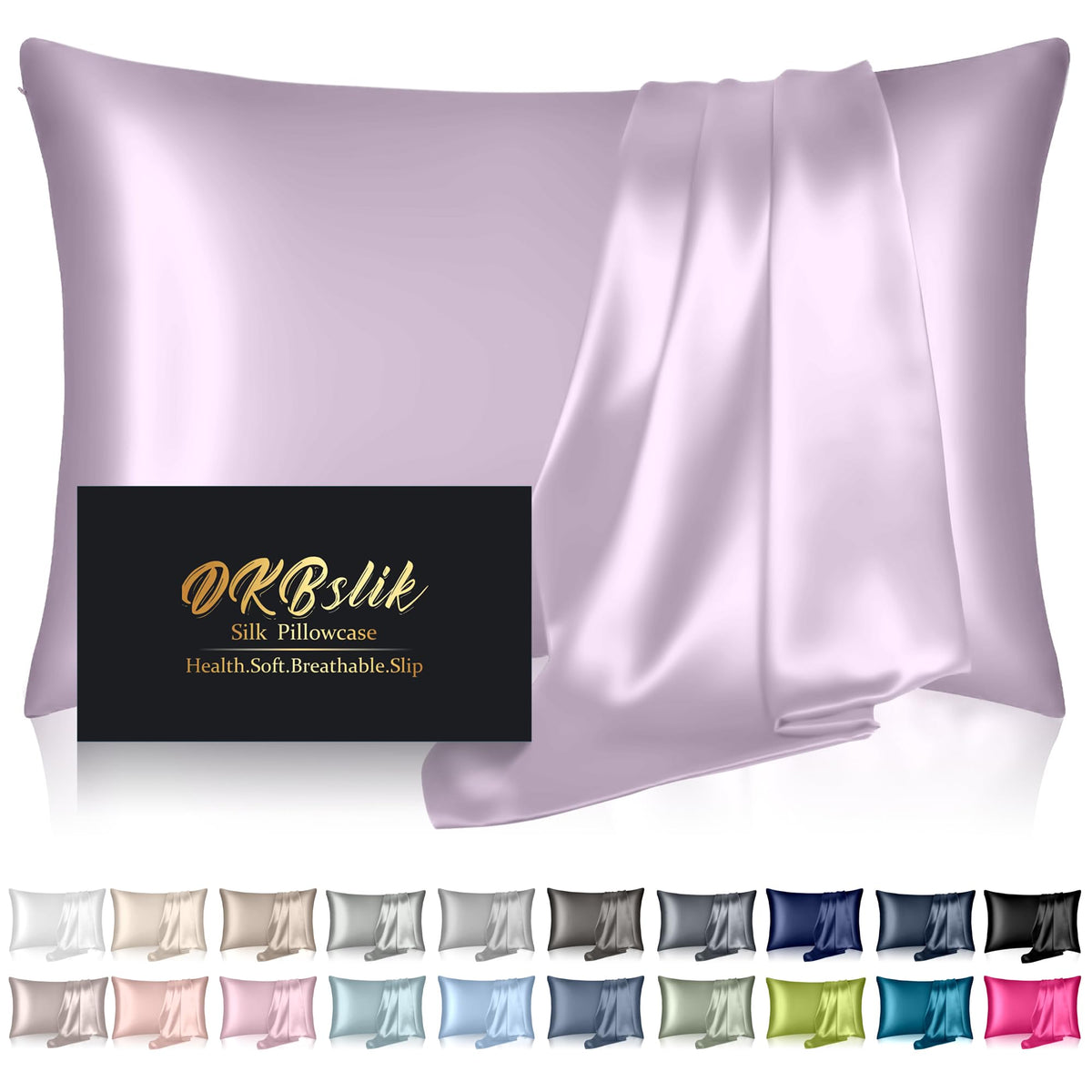 Silk Pillowcase for Hair and Skin, Mulberry Silk Pillow Cases Standard Size, Anti Acne Cooling Sleep Both Sides Natural Silk Satin Pillow Covers with Hidden Zipper, Gifts for Women Men, Ash Blue