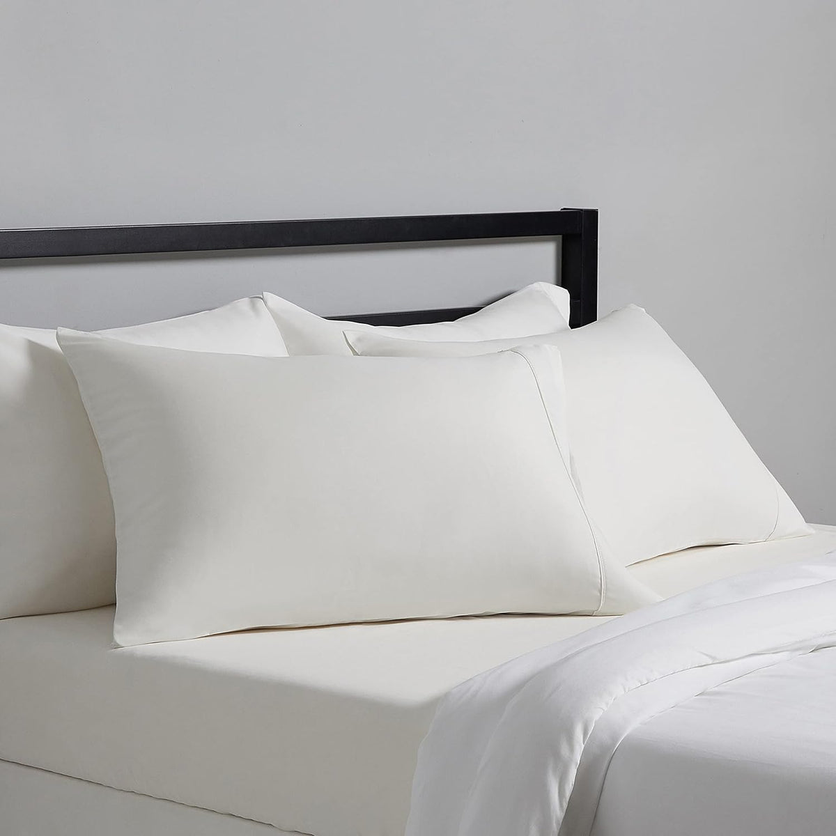 Amazon Basics Standard Pillowcases Set of 2 - Lightweight, Super Soft Easy Care Microfiber, Cream, 30" L x 20" W, Pillows Not Included