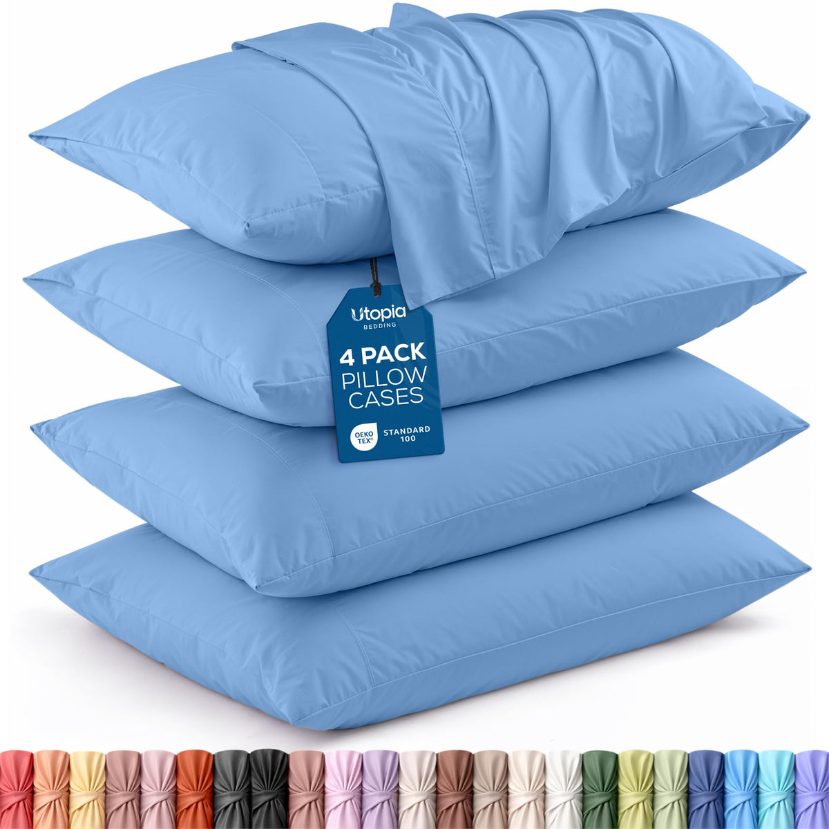 Pillow Covers Standard Size Set of 4, Soft and Comfy Pillow Cases, White