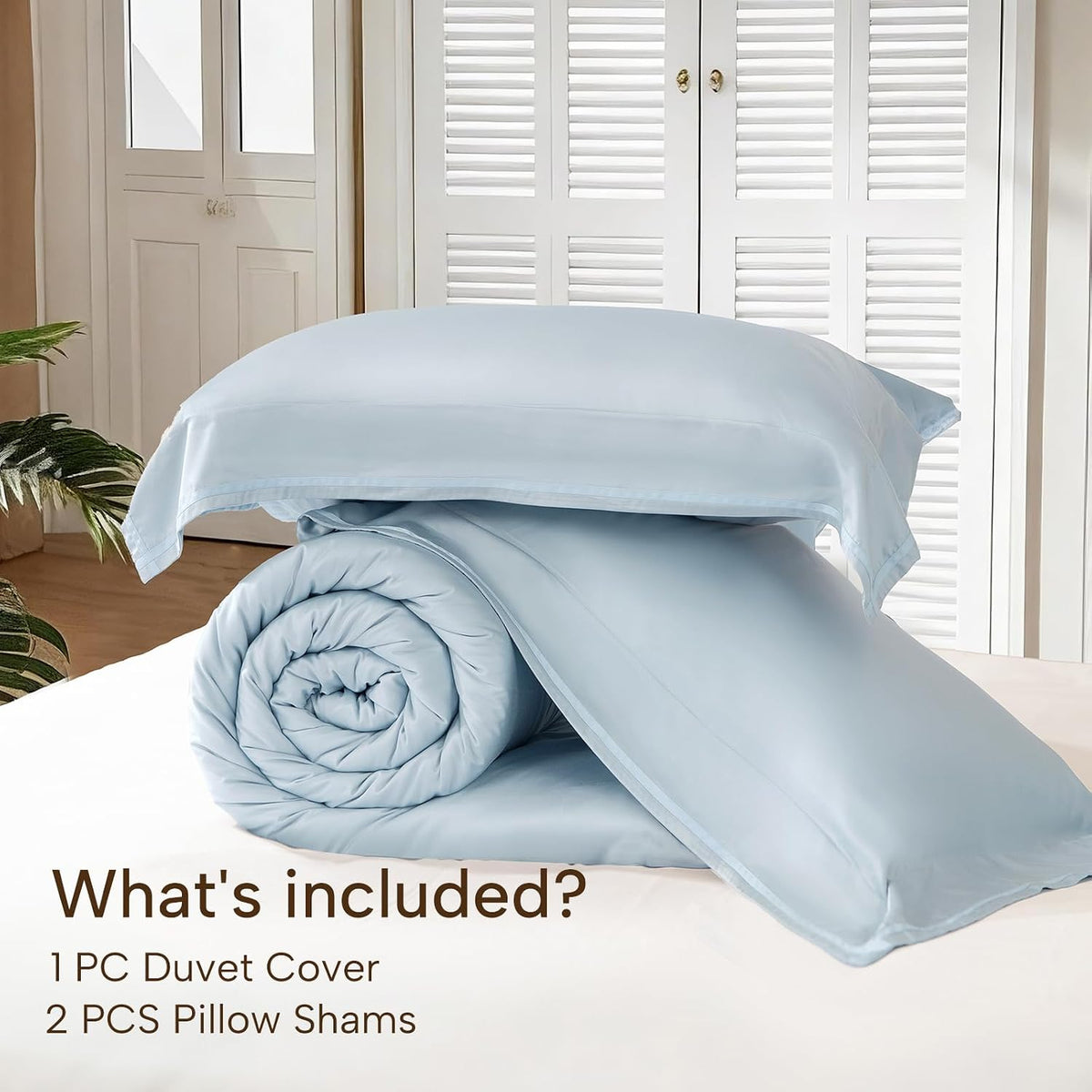 King Duvet Cover,100% Bamboo Viscose‑Derived,Cooling Duvet Cover 3 Pcs Set