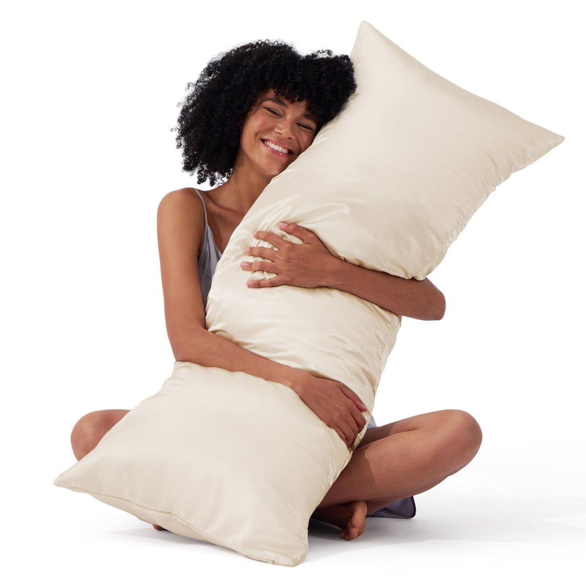 Bedsure Satin Pillowcase with Zipper, Similar to Silk Pillow Cases 2 Pack, Beige Standard Size Satin Pillow Case, Silky & Soft Pillow Covers, Valentines Day Gifts for Women Men, 20x26 Inches