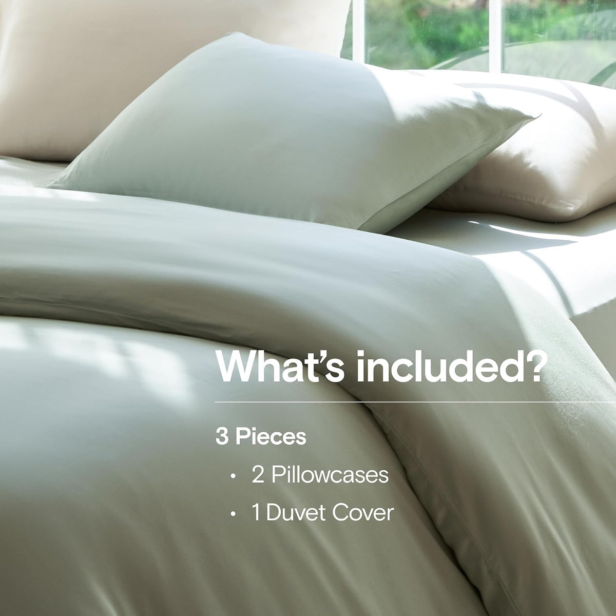 DOZ Duvet Cover Set, 100% Viscose derived from Bamboo, Organically Grown, Buttery Soft, Cooling Duvet Covers, High GSM, 1 Duvet Cover and 2 Pillowcases, 90"x90" (Sage, Full/Queen)
