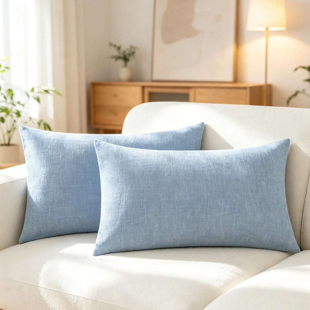 CaliTime Decorative Couch Throw Pillow Covers 18 X 18 Inches Navy Blue