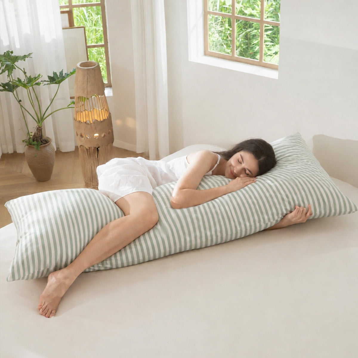 MOOMEE Pillowcase Set of 2 100% Washed Cotton Linen-Like Standard