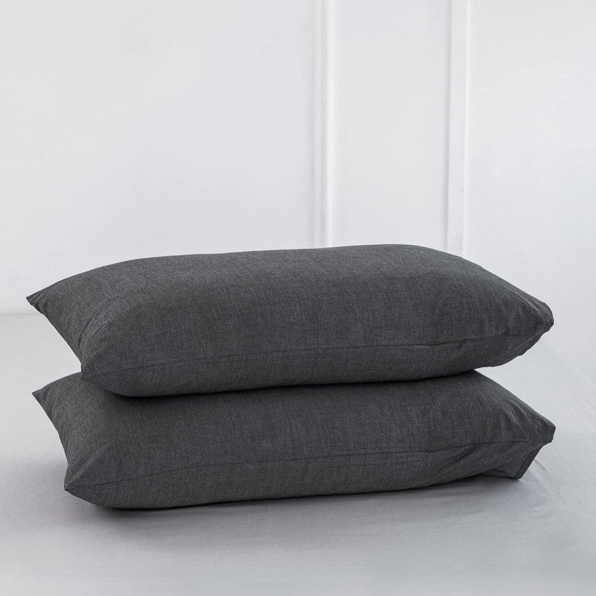 MOOMEE Pillowcase Set of 2 100% Washed Cotton Linen-Like Standard