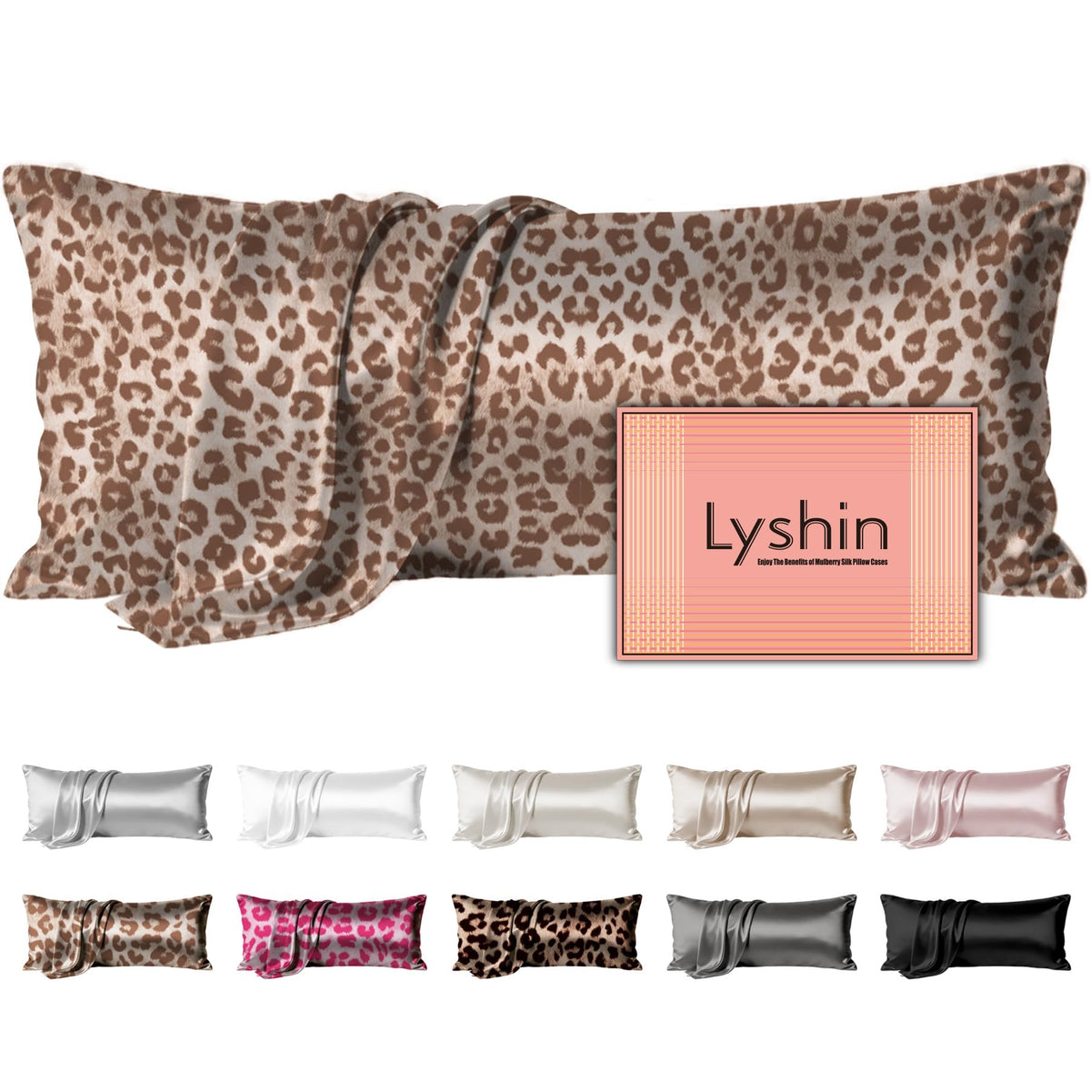 LYSHIN White Silk Pillow Cases Standard Size with Hidden Zipper