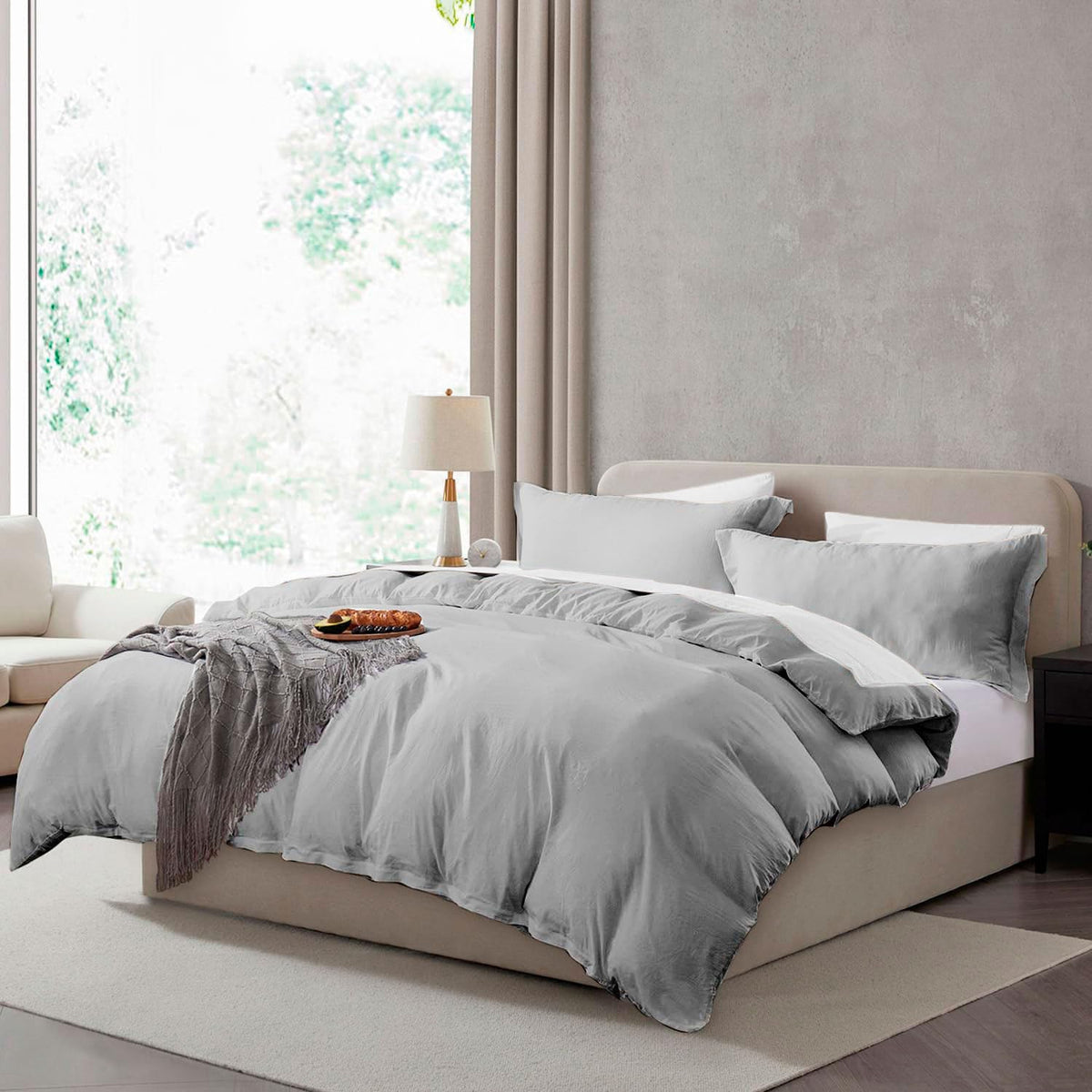 Hearth & Harbor Prewashed King Duvet Cover Set, Chocolate Brown