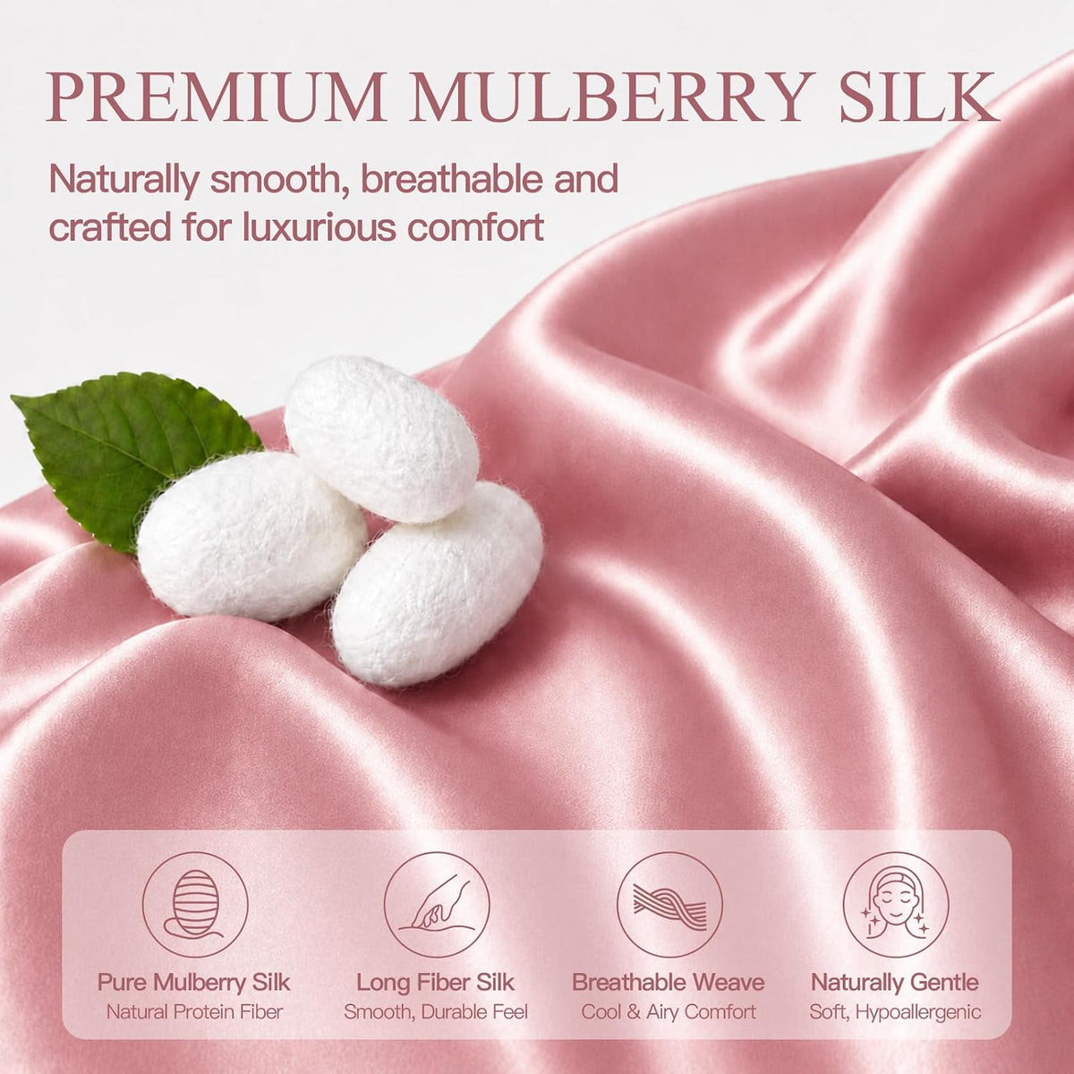 INSSL Silk Pillowcase for Women, Mulberry Silk Pillowcase for Hair and Skin and Stay Comfortable and Breathable During Sleep (Standard, Coral)