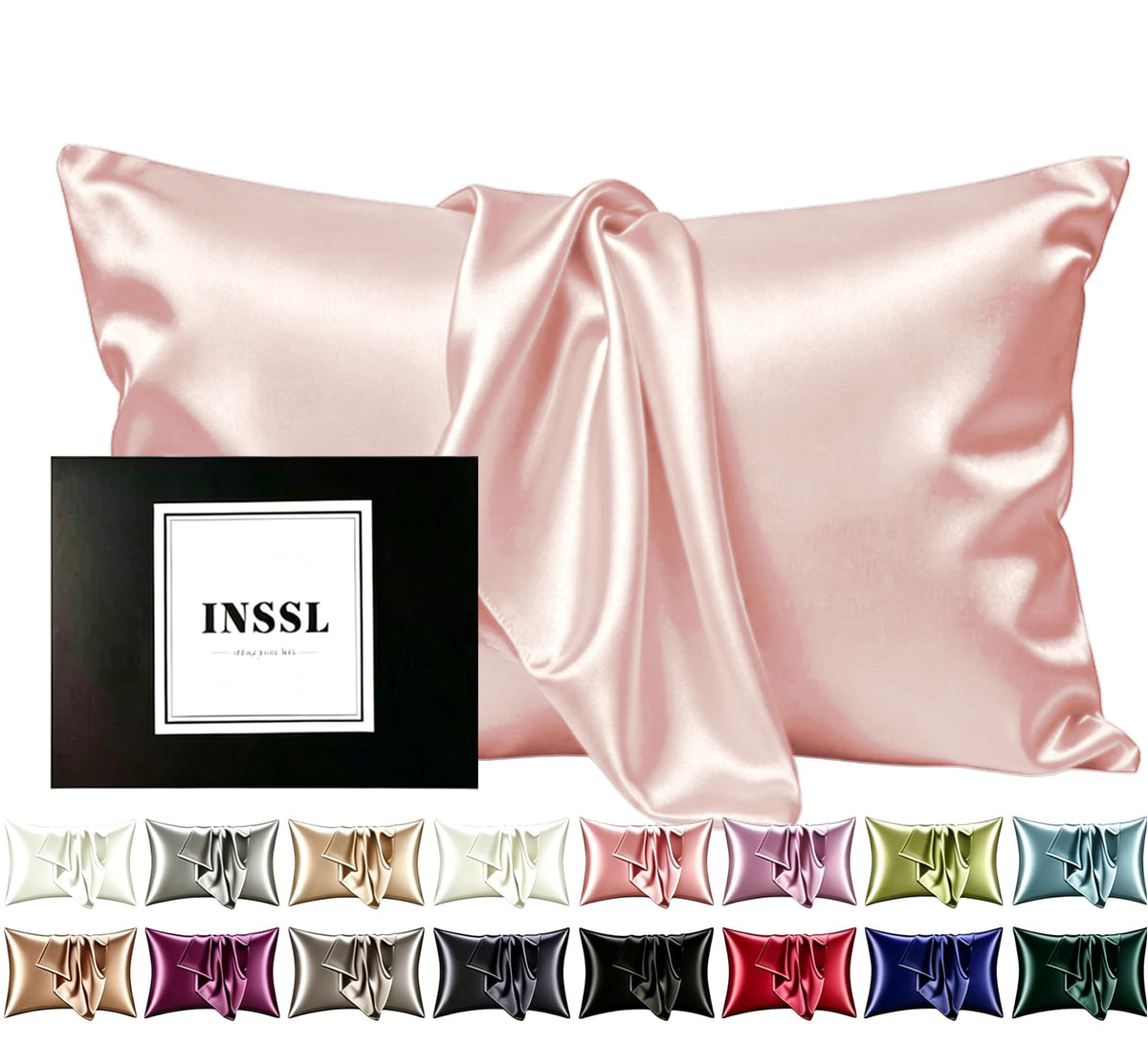 INSSL Silk Pillowcase for Women, Mulberry Silk Pillowcase for Hair and Skin and Stay Comfortable and Breathable During Sleep (Standard, Coral)