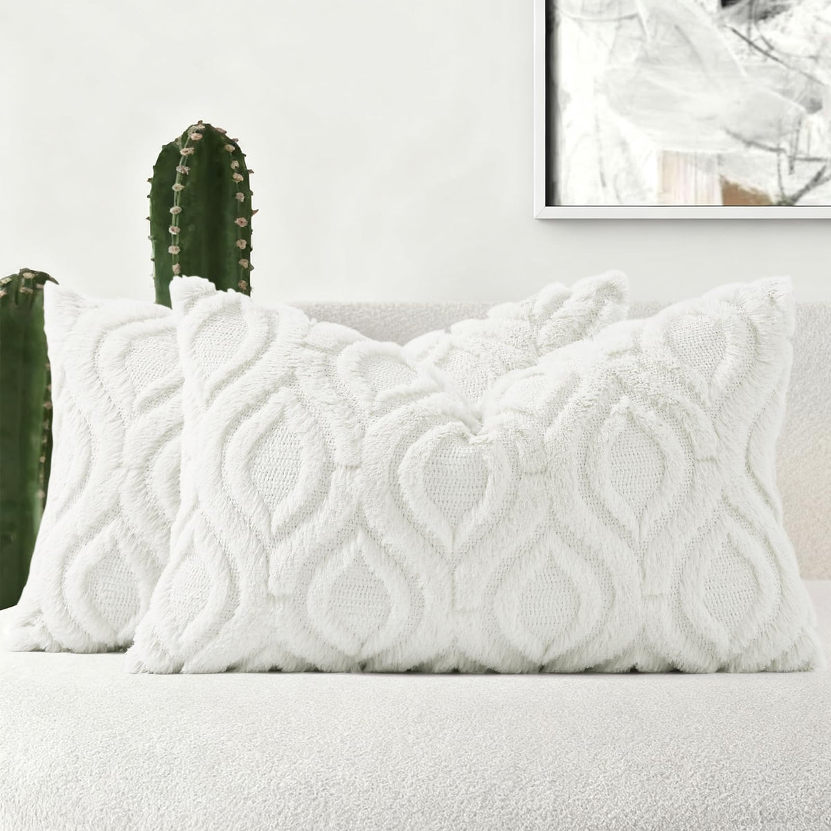 decorUhome Faux Fur Plush Soft Rust Throw Pillow Covers 18x18 Set of 2