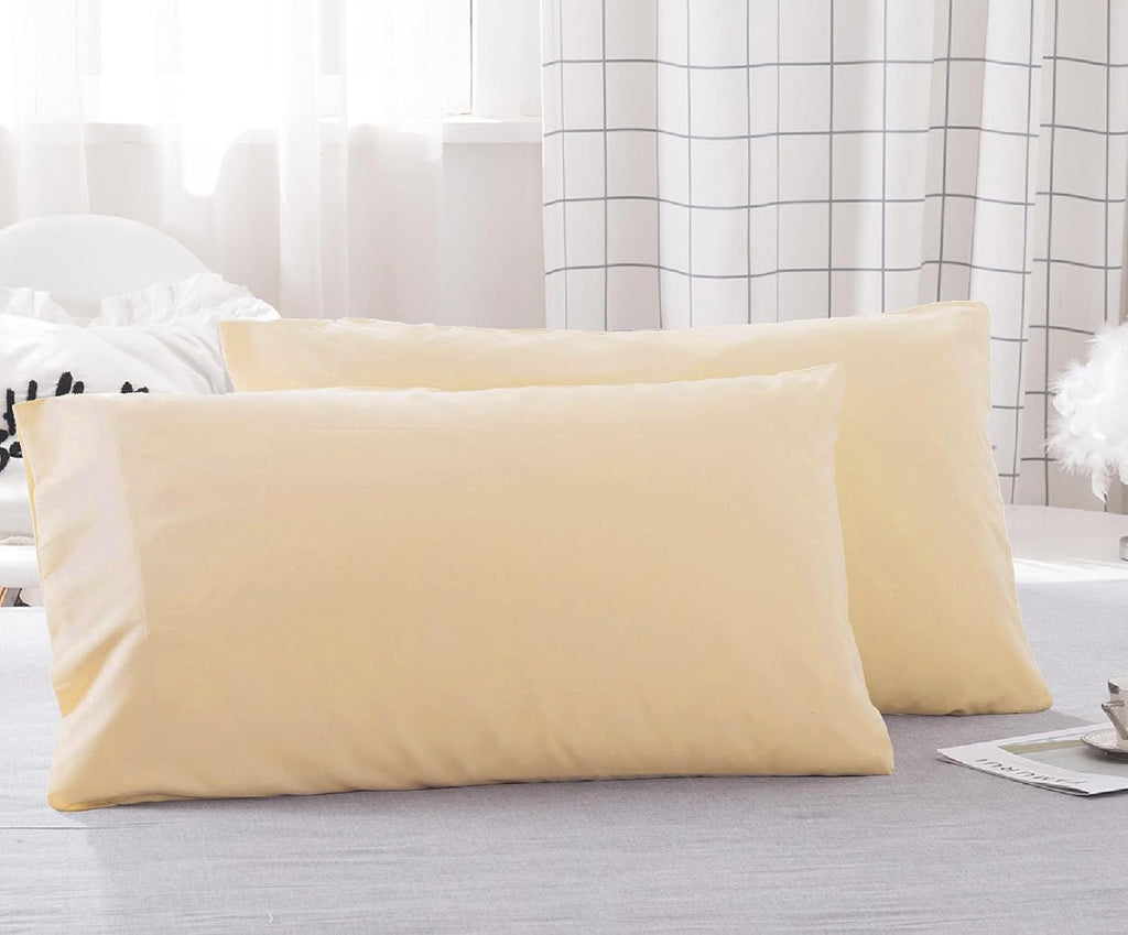Microfiber Queen Bed Pillowcases 2 Pack, Super Soft Bed Pillow Covers Envelope Closure, Wrinkle, Fade and Stain Resistant, 20x30, Light Beige