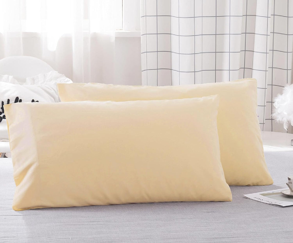 Microfiber Queen Bed Pillowcases 2 Pack, Super Soft Bed Pillow Covers Envelope Closure, Wrinkle, Fade and Stain Resistant, 20x30, Light Beige