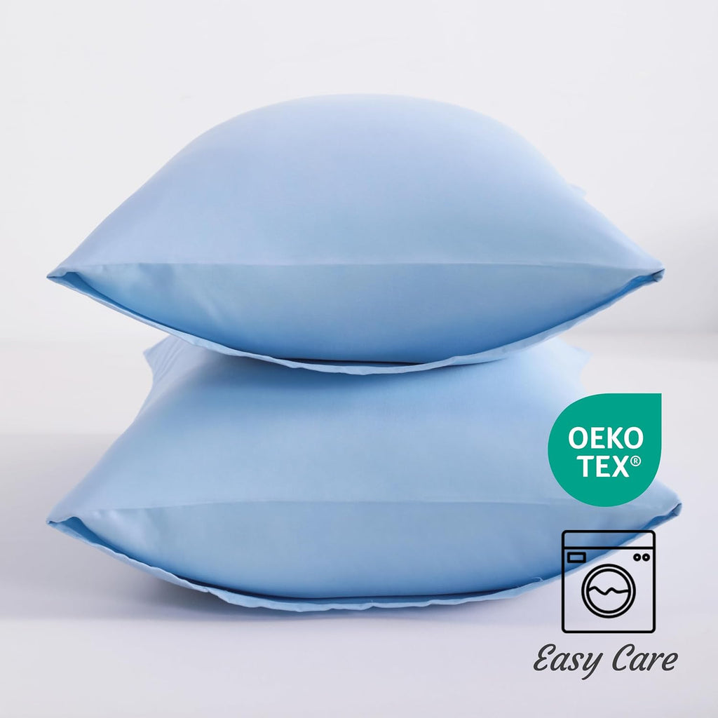 NTBAY Standard Microfiber Pillowcases, Set of 2, Sky Blue