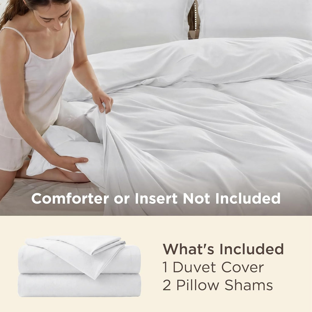 Bedsure Duvet Cover Full Size - Soft Double Brushed Bedding Set for Kids & Adults, Zipper Closure, 3 Pieces, Includes 1 Duvet Cover (80"x90") & 2 Pillow Shams, NO Comforter, White