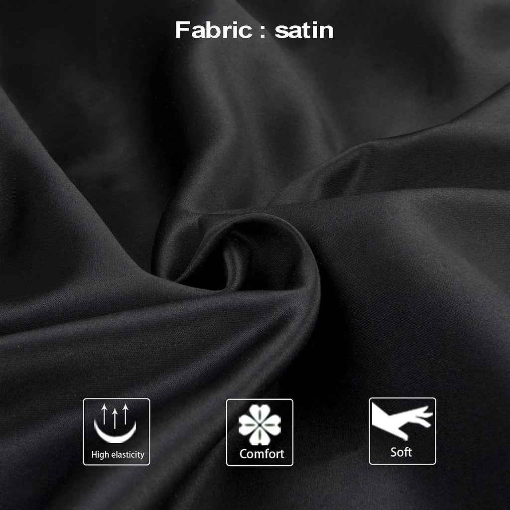 NTBAY Standard Satin Pillowcases, Set of 2, Zipper, Black