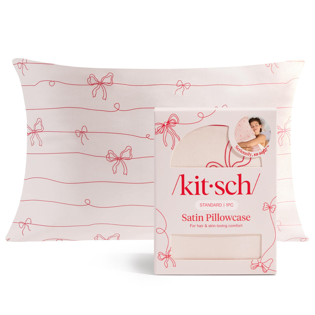 Kitsch Satin Pillowcase with Zipper - Standard Size, Ivory
