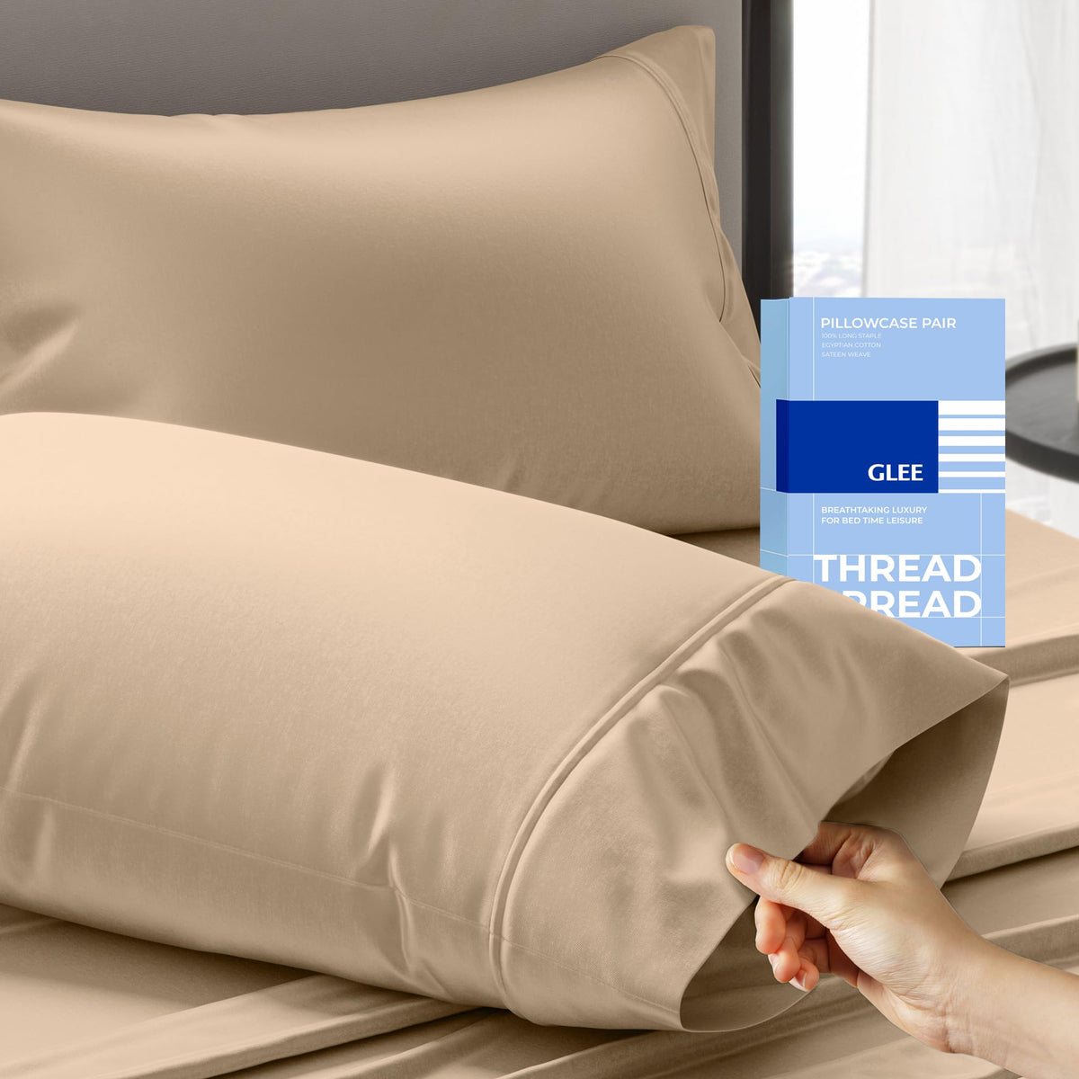 THREAD SPREAD 100% Cotton Pillow Cases Queen Size Set of 2 - Luxury 400 Thread Count Queen Pillow Cases (White), Soft Cooling Breathable Hotel Cotton Pillowcases, Fits Standard Pillows