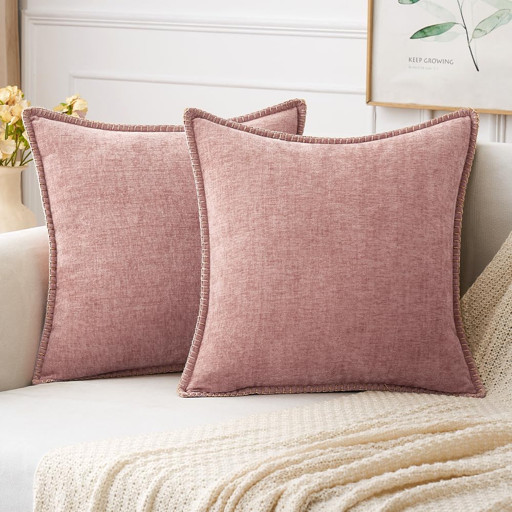 MIULEE Decorative Couch Throw Pillow Covers 18x18 Inch Navy 2 Pack