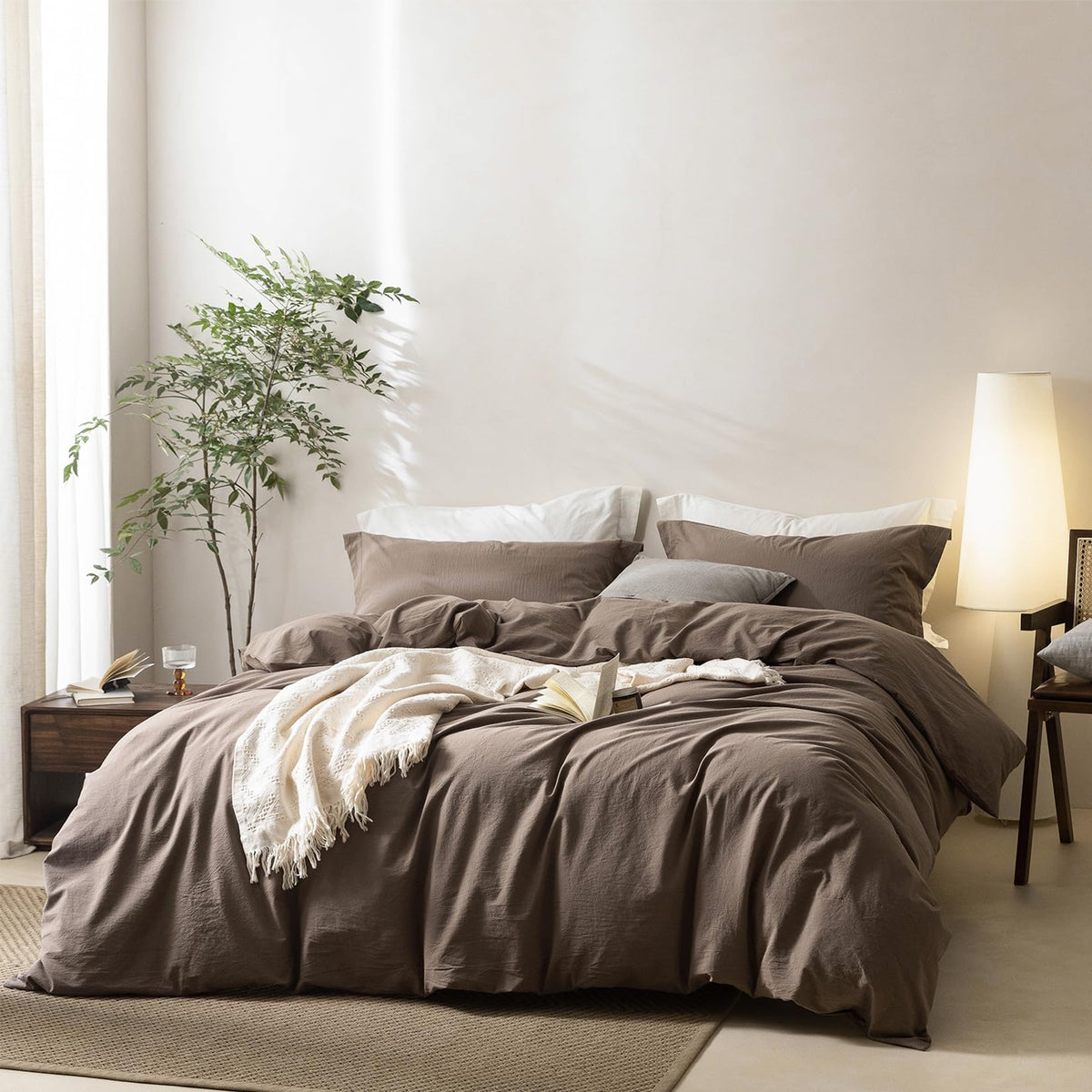 BDEAR 3Pcs Olive Green Duvet Cover Set Queen Size 90" L x 90" W,Oeko TEX