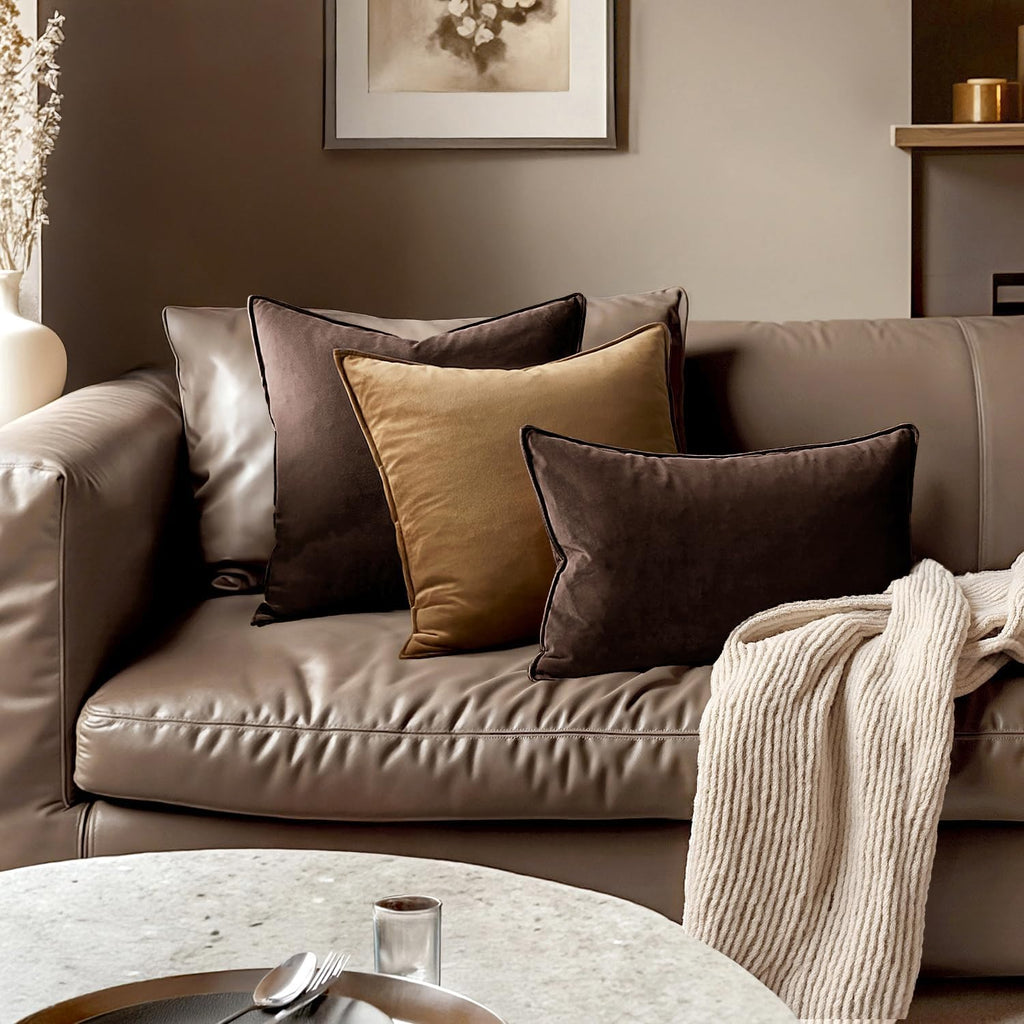 MIULEE Decorative Dark Brown Velvet Throw Pillow Covers for Couch 18x18 in