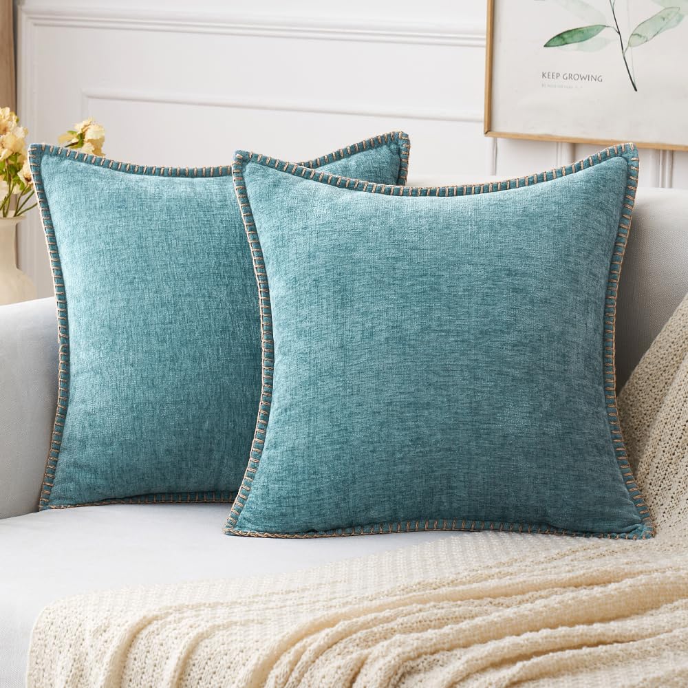 MIULEE Decorative Couch Throw Pillow Covers 18x18 Inch Navy 2 Pack