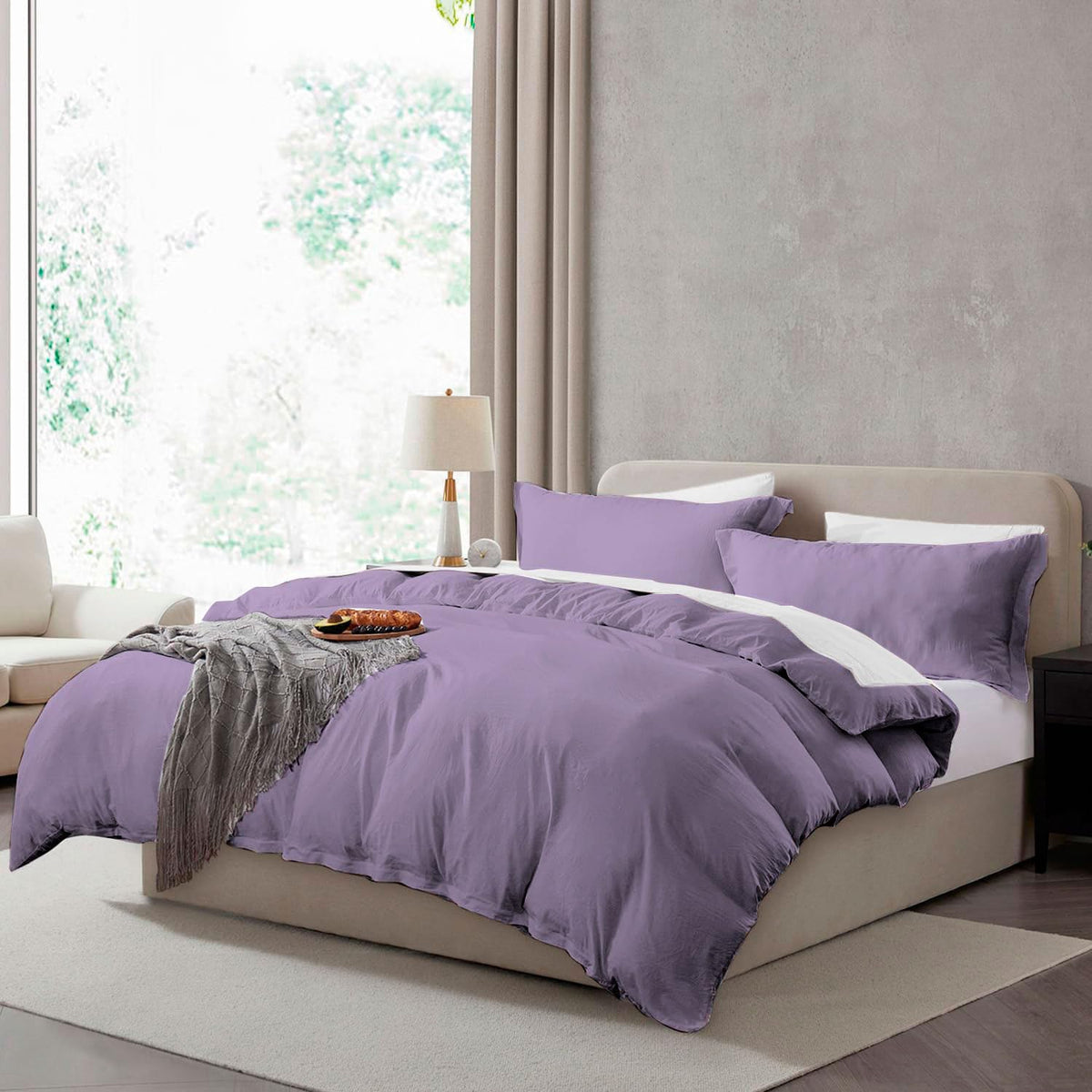Hearth & Harbor Prewashed King Duvet Cover Set, Chocolate Brown