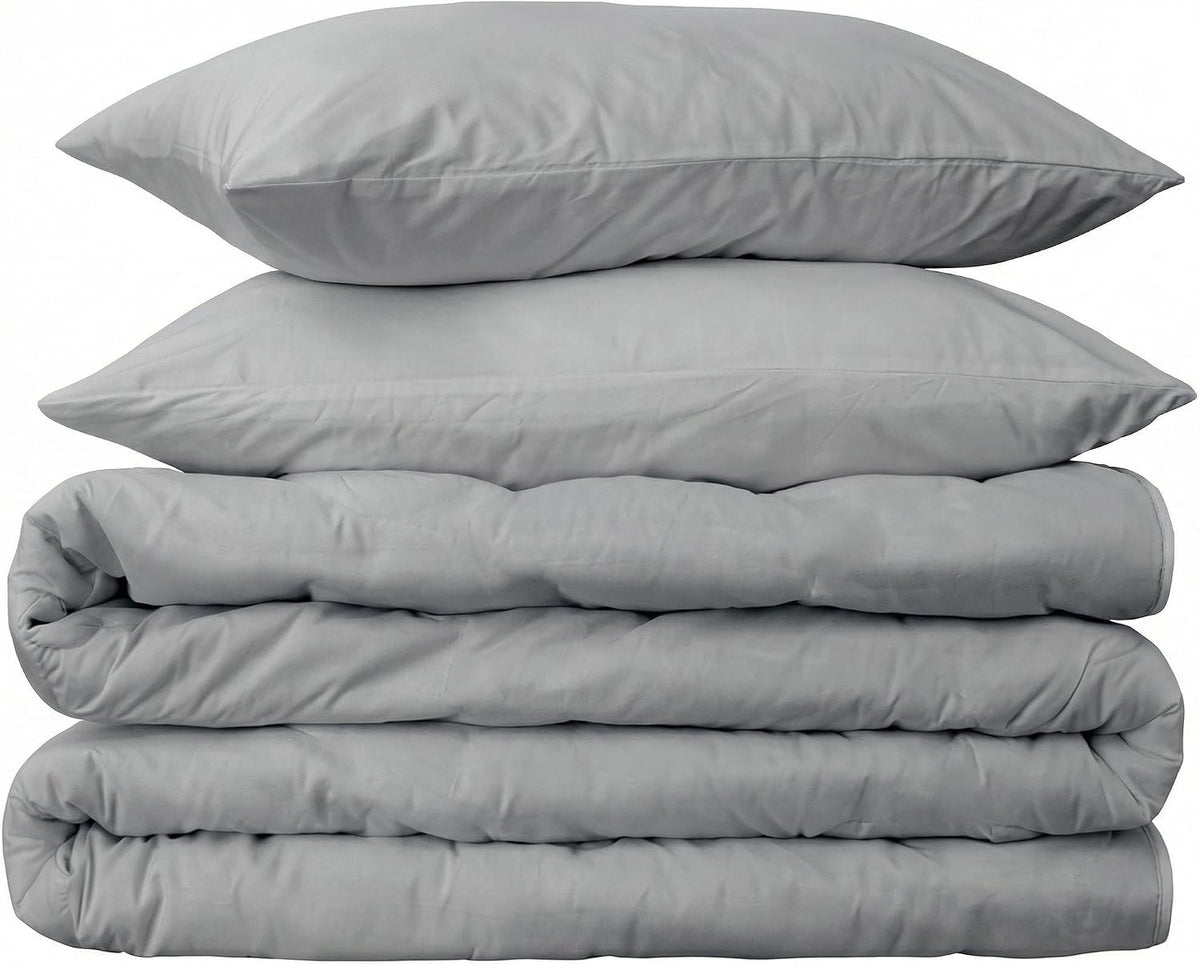 Peru Pima 415 Thread Count Percal King/Cal King Duvet Cover Set - 100% Peruvian Pima Cotton, 3 Piece (1 Cover, 2 Pillowcases) - Cooling, Crisp, Deep Pocket, Hotel Quality Bedding - Slate