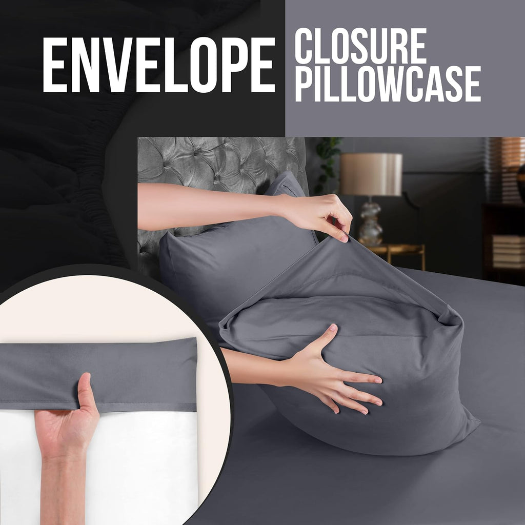 Pillow Covers Standard Size Set of 4, Soft and Comfy Pillow Cases, Grey