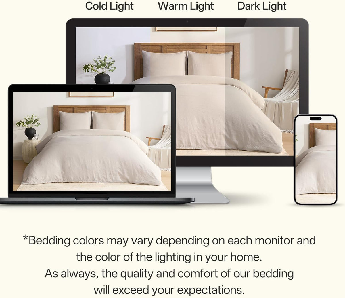DAPU 100% French Linen Duvet Cover 3Pcs Set, 170GSM Linen Bedding, Queen