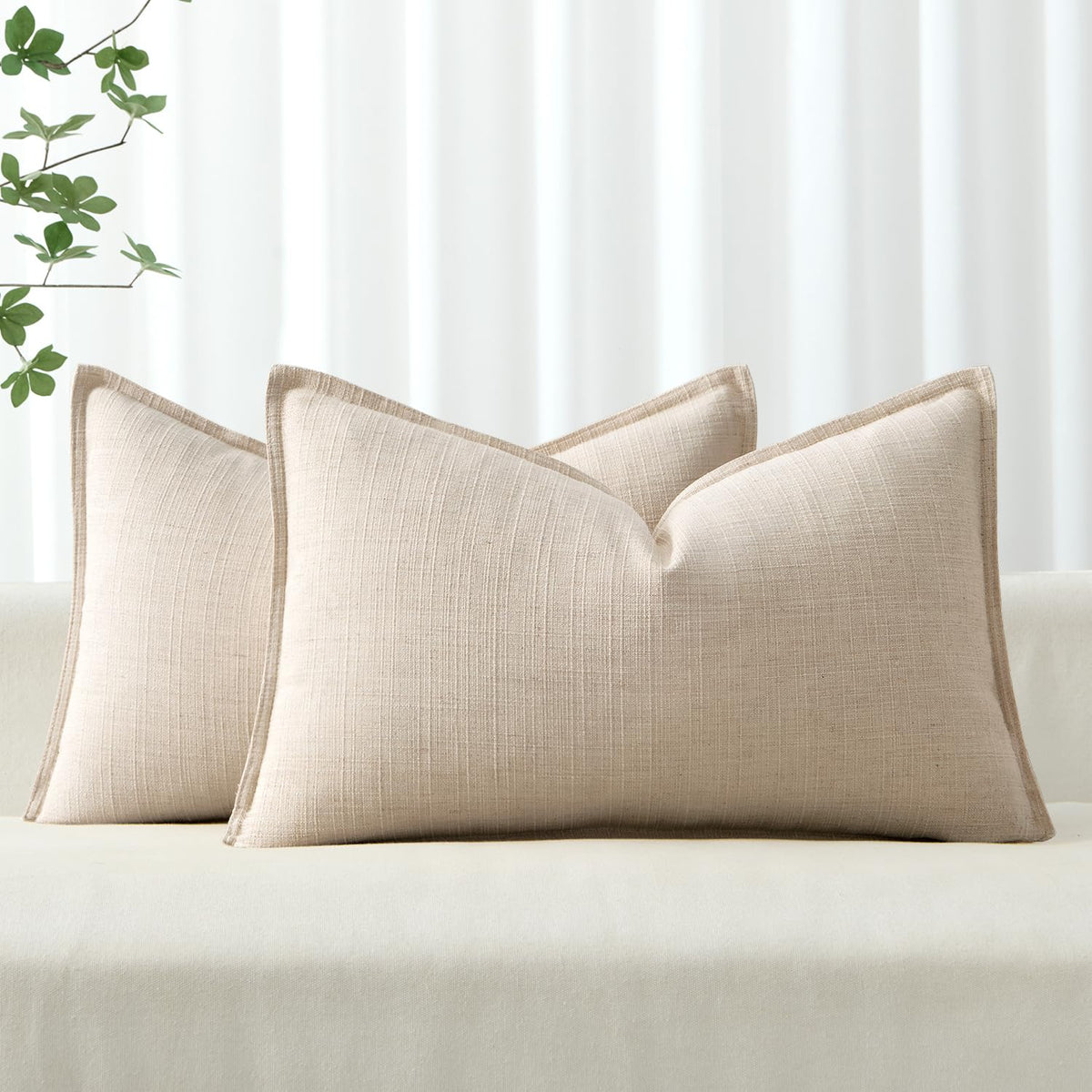 MIULEE Thick Textured Rust Decorative Fall Throw Pillow Covers 20x20 Inch
