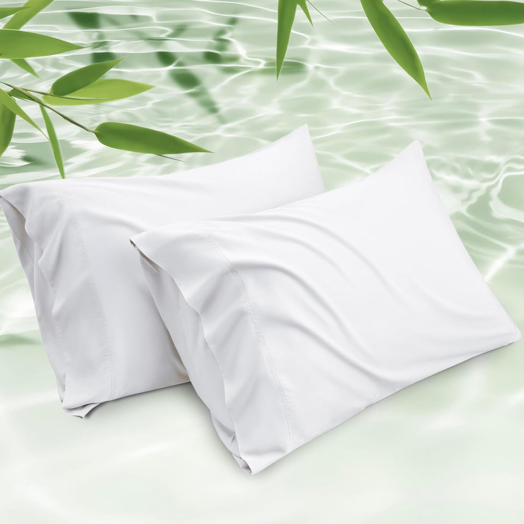 Bedsure White Pillow Cases Queen Set of 2, 100% Rayon Derived from Bamboo