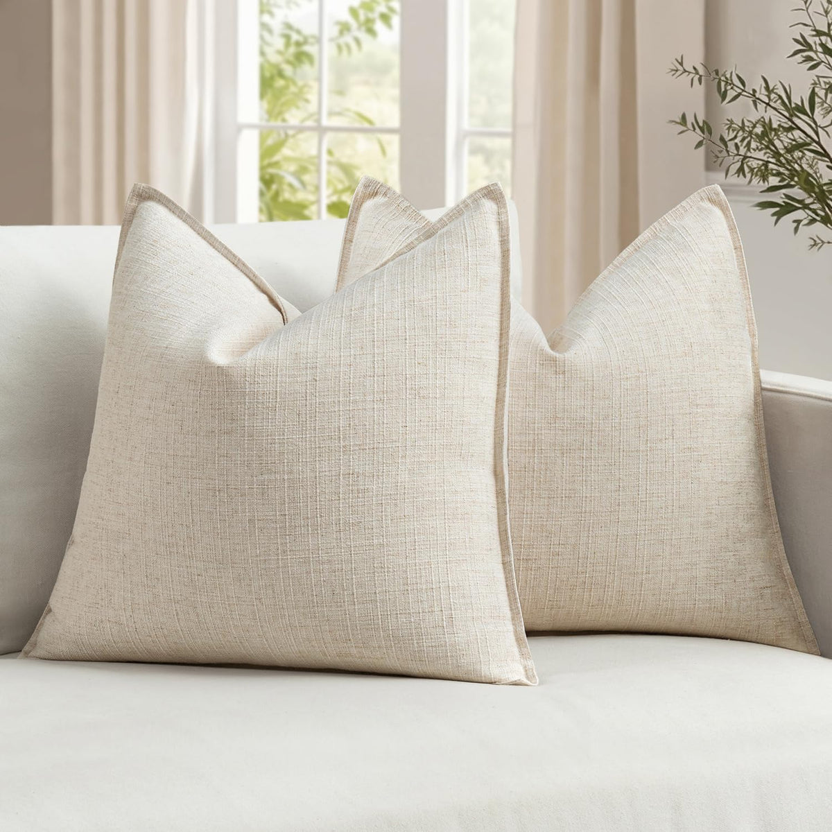 MIULEE Thick Textured Rust Decorative Fall Throw Pillow Covers 20x20 Inch