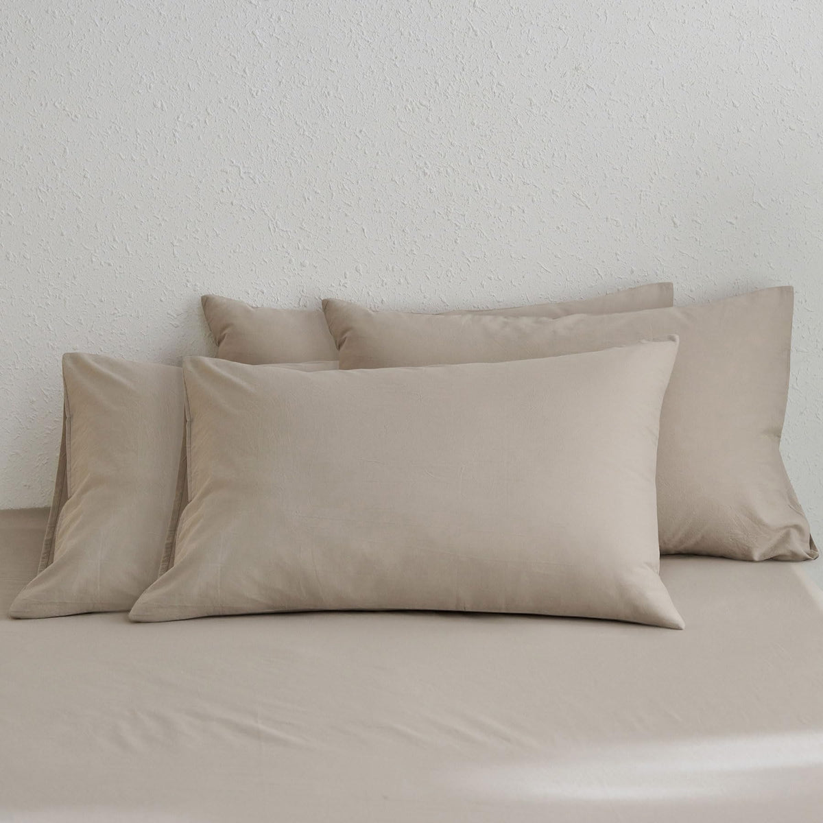 MOOMEE Pillowcase Set of 2 100% Washed Cotton Linen-Like Standard