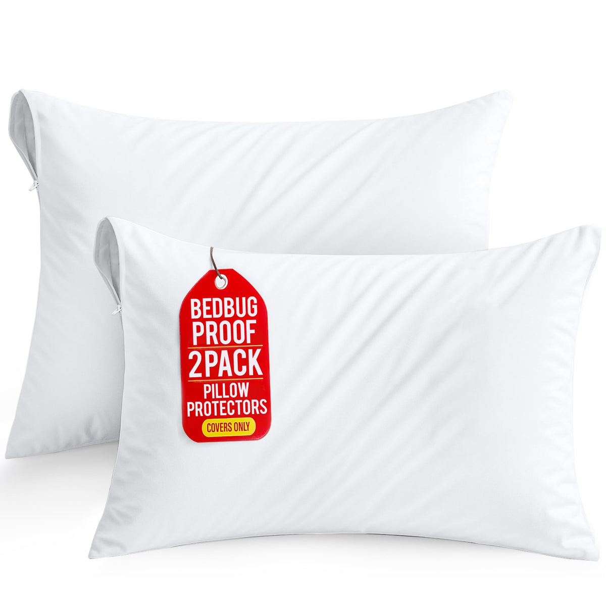 Set of 4 Pillow Protectors with Zipper Standard Size, Pillow Covers
