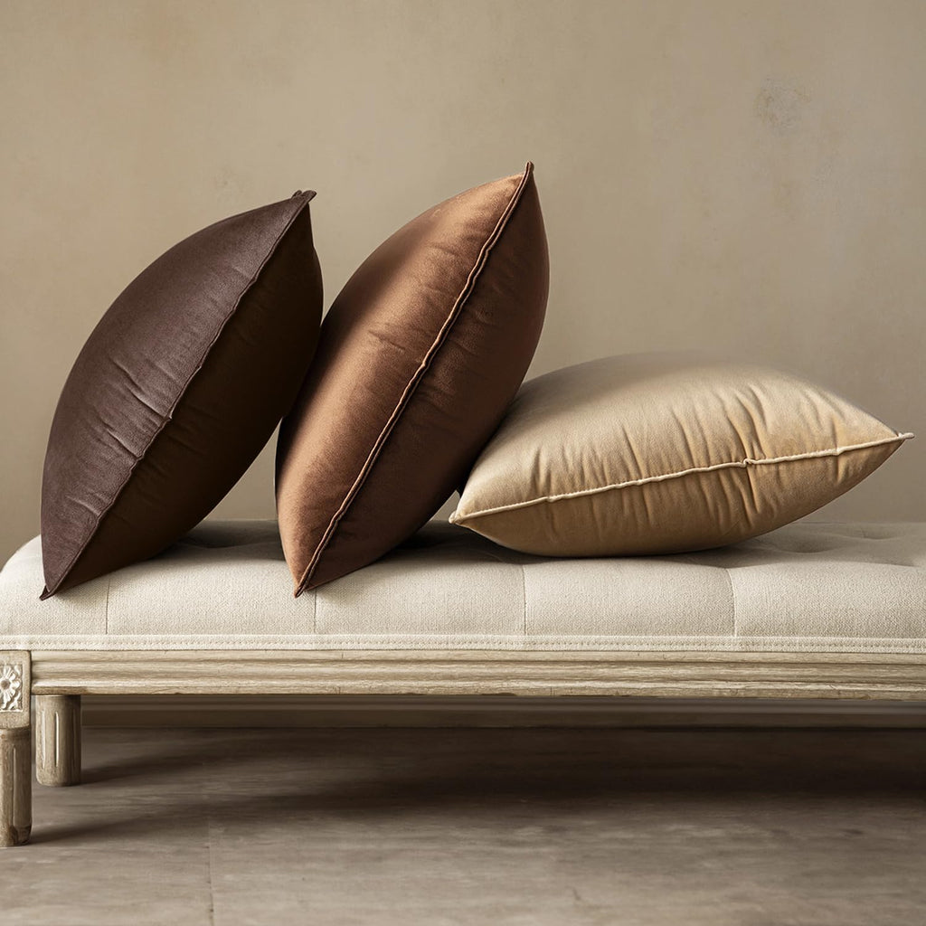 MIULEE Decorative Dark Brown Velvet Throw Pillow Covers for Couch 18x18 in