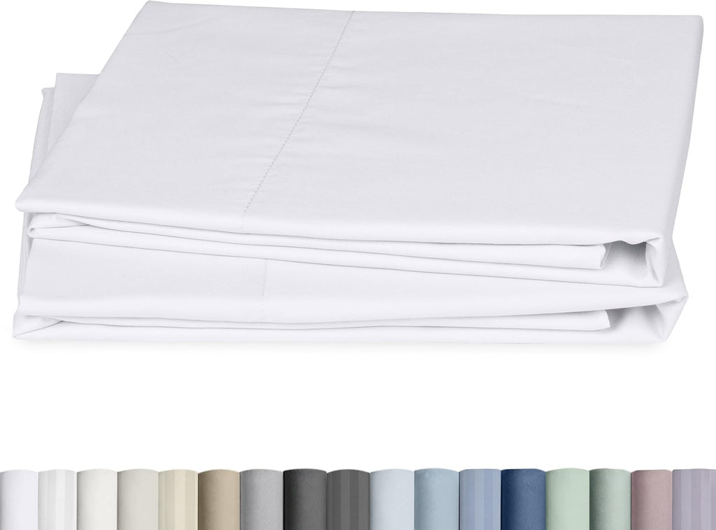 CALIFORNIA DESIGN DEN Soft & Silky 500 Thread Count 100% Cotton is Cool & Smooth, White Pillowcases Queen Size Fits Standard & Queen Pillows (Pure White)