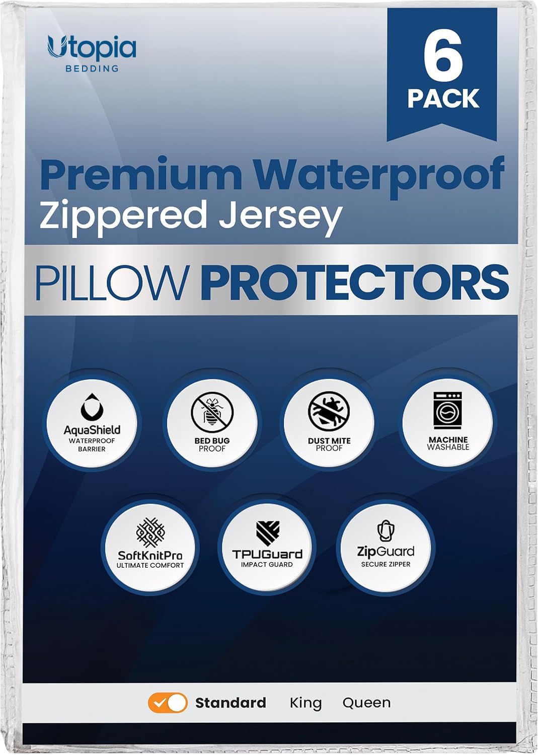 Set of 2 Pillow Protectors with Zipper Queen Size, Pillow Covers