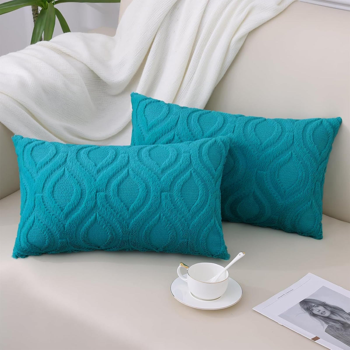 decorUhome Faux Fur Plush Soft Rust Throw Pillow Covers 18x18 Set of 2