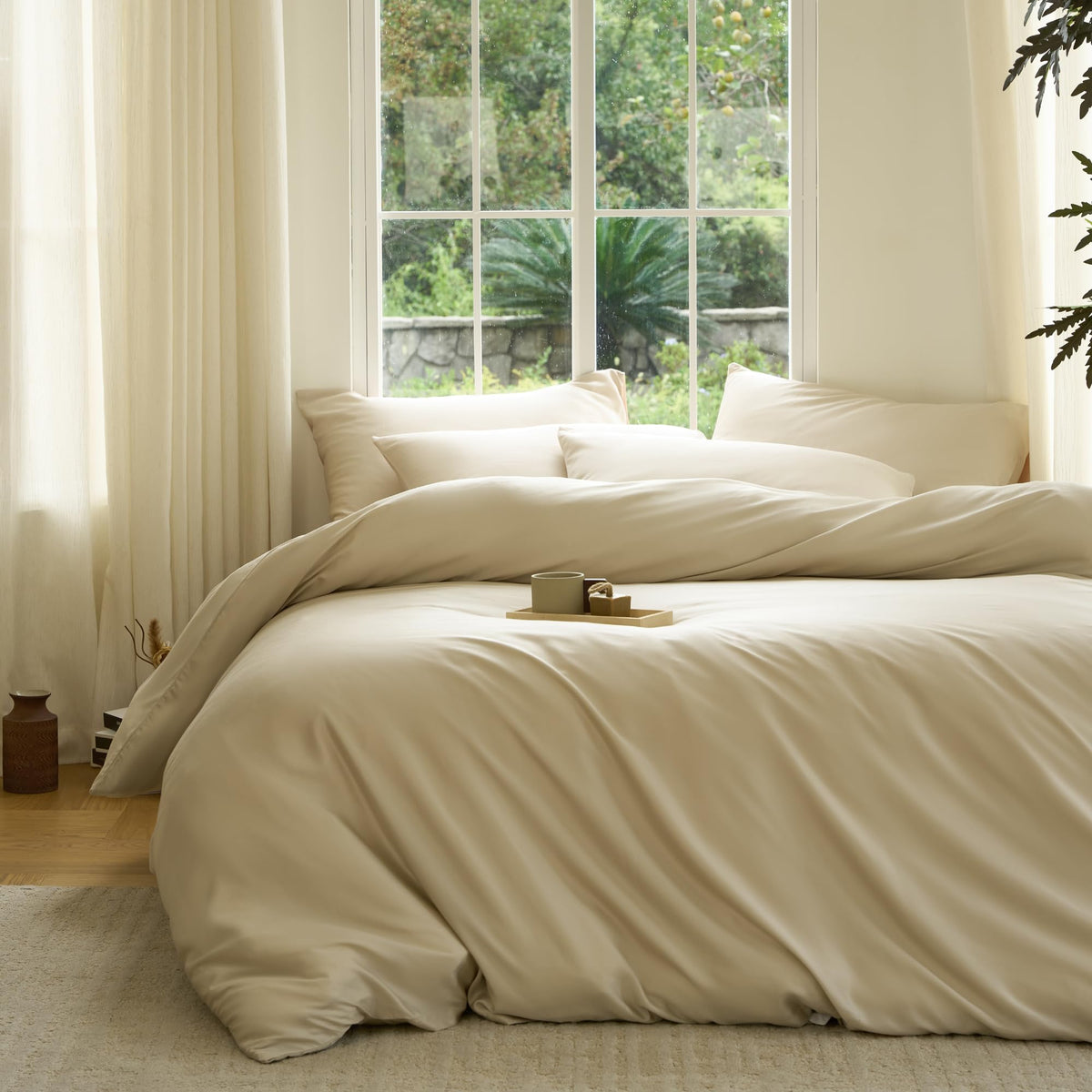DOZ Duvet Cover Set, 100% Viscose derived from Bamboo, Organically Grown, Buttery Soft, Cooling Duvet Covers, High GSM, 1 Duvet Cover and 2 Pillowcases, 90"x90" (Sage, Full/Queen)