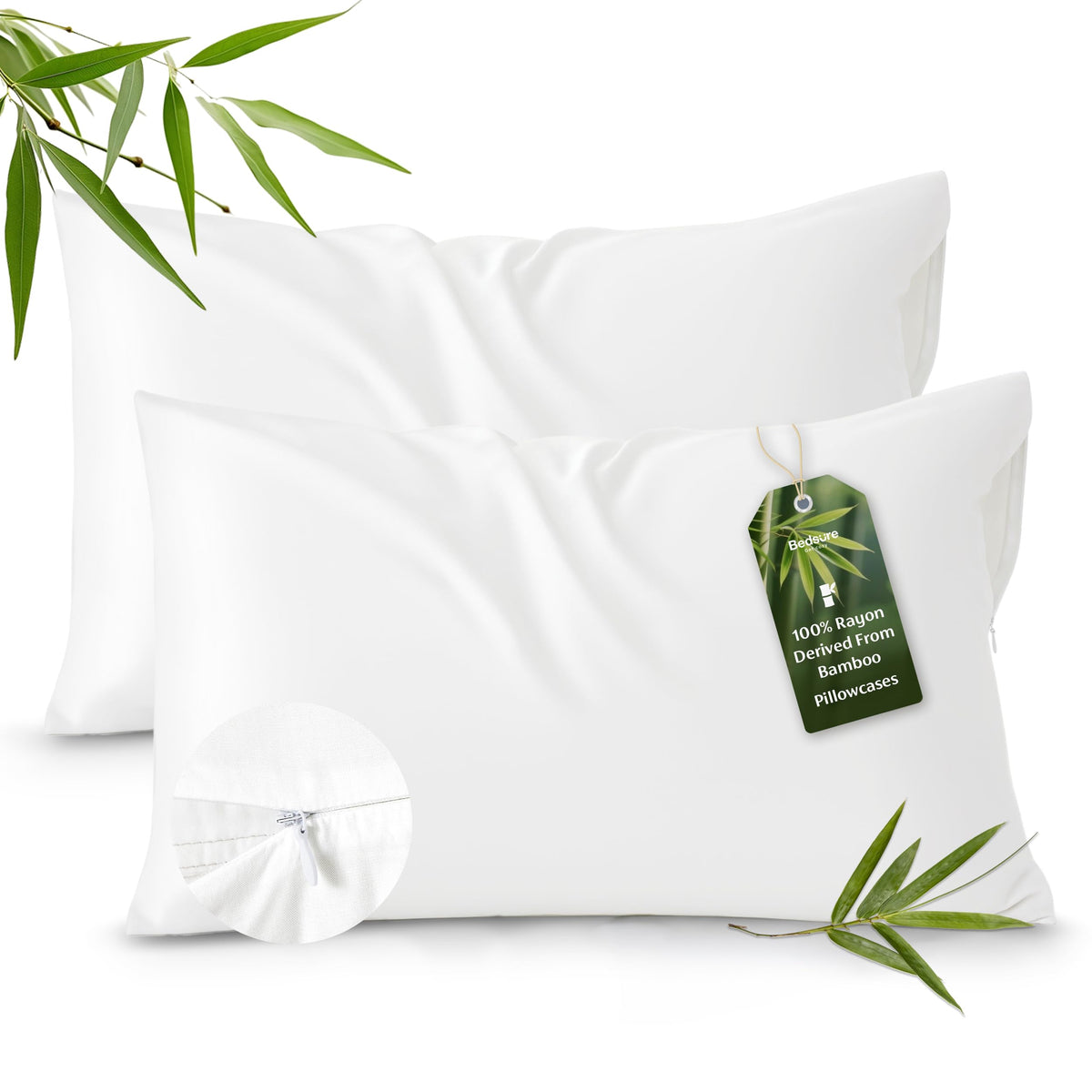 Bedsure Zipper Pillow Cases Standard Size from Rayon Derived from Bamboo