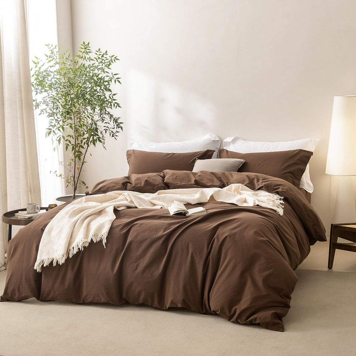 BDEAR 3Pcs Olive Green Duvet Cover Set Queen Size 90" L x 90" W,Oeko TEX